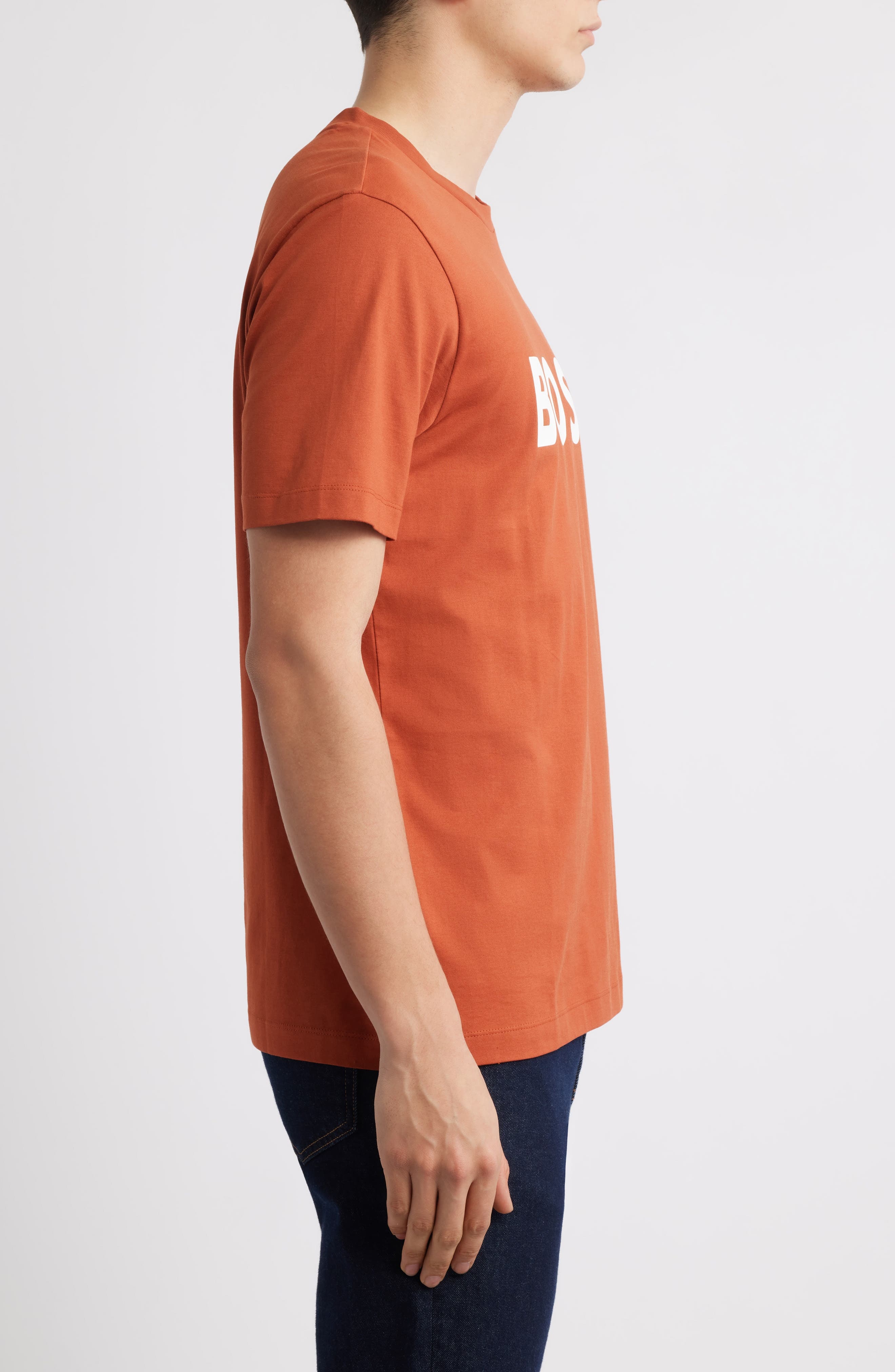 BOSS Tiburt 354 Logo Cotton Graphic T-Shirt in Dark Orange at Nordstrom - 3