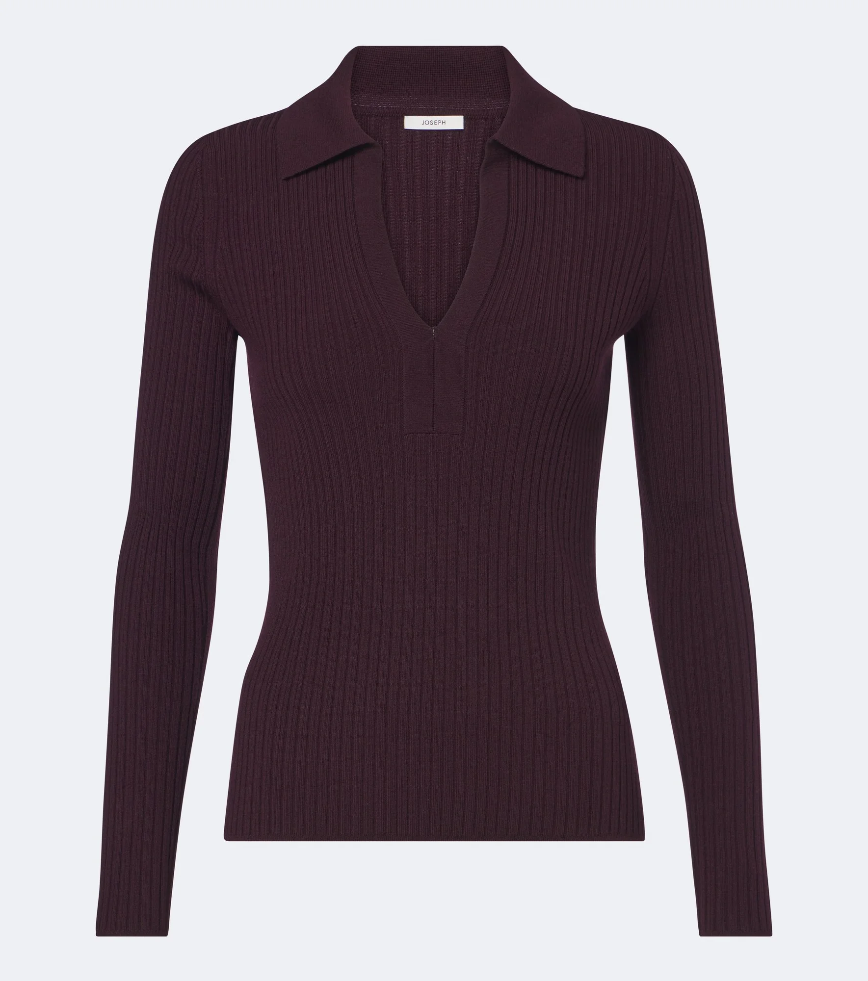 Ribbed-knit wool-blend polo sweater - 1