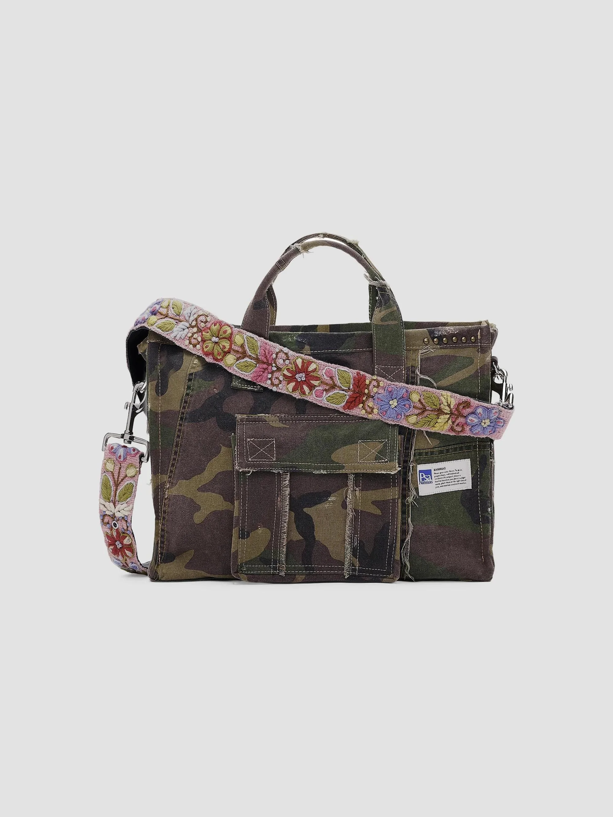 Men's Cargo Camo & Floral Strap Cotton Tote - Camouflage - 1