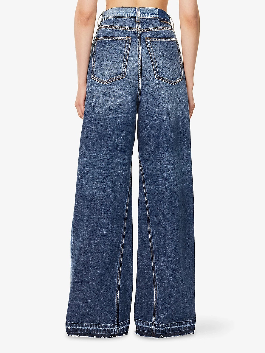 Logo-Embroidered Wide-Leg Denim Jeans - 4