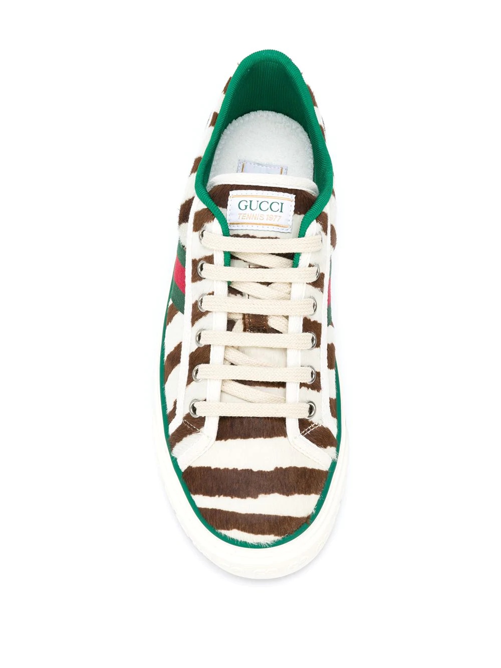 zebra print lace up plimsoles  - 4