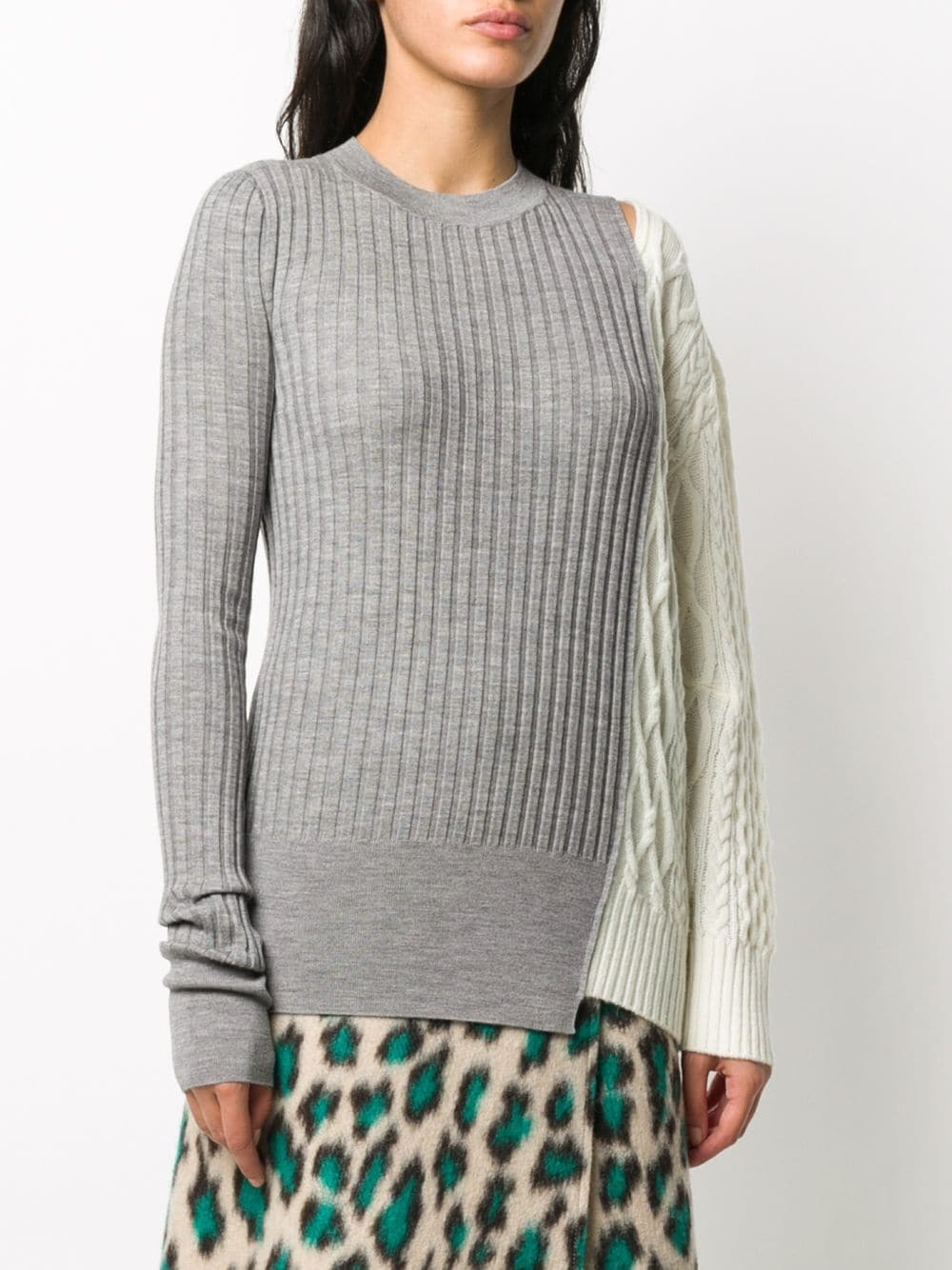 contrast knit round neck jumper - 3