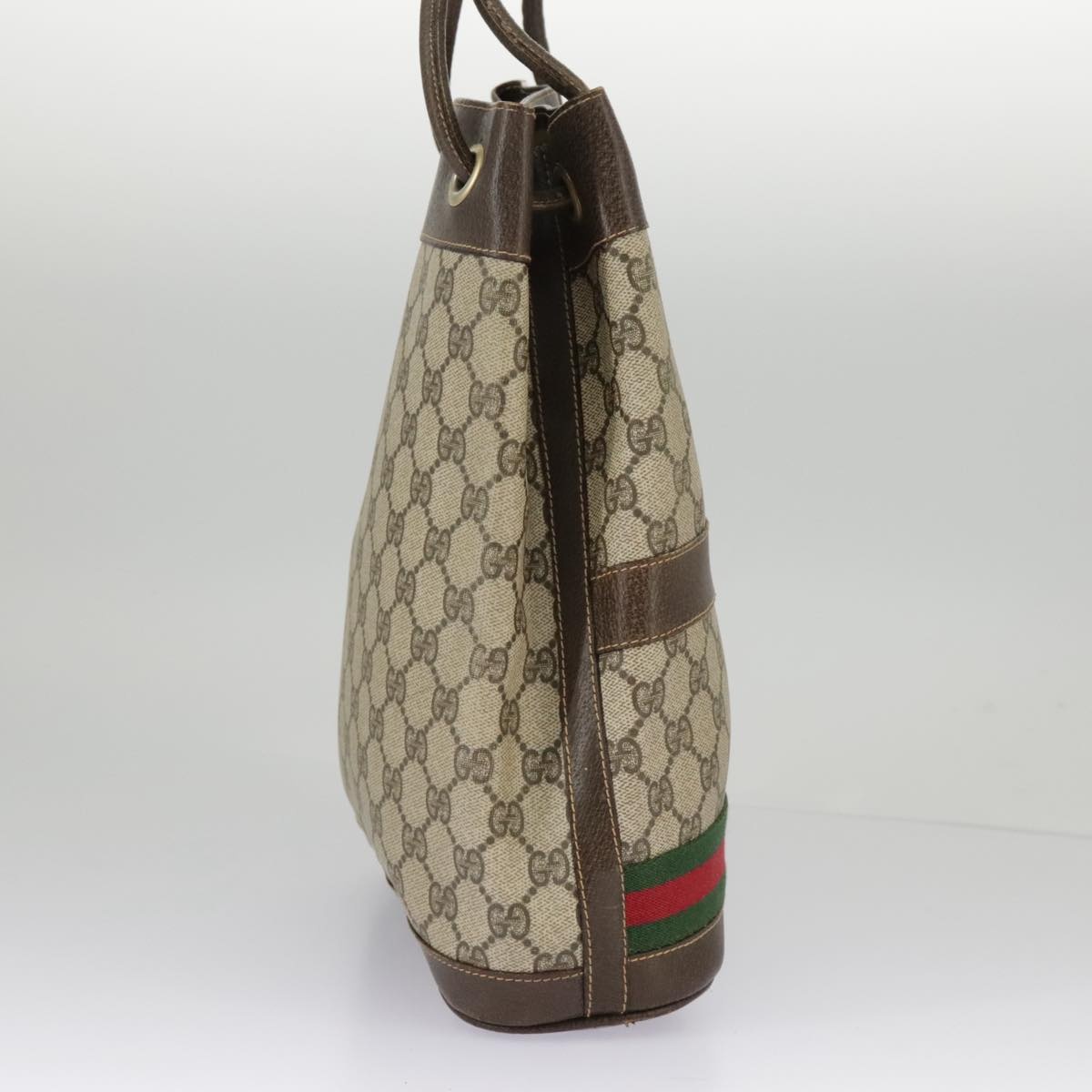 GUCCI GG Supreme Web Sherry Line Hand Bag Pvc Beige Green Red - 4