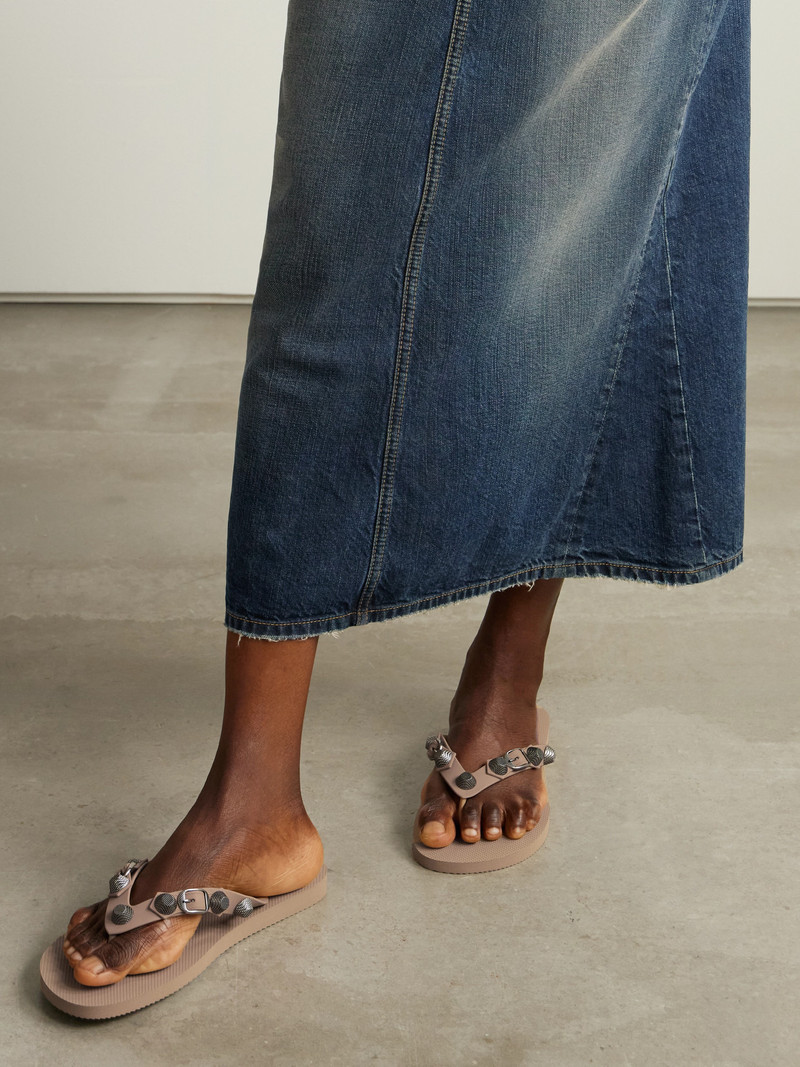 BALENCIAGA Cagole Embellished Rubber Flip Flops outlook