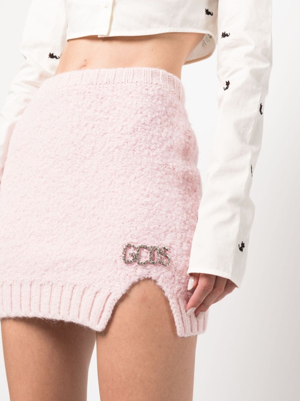 Hairy logo-plaque miniskirt - 5