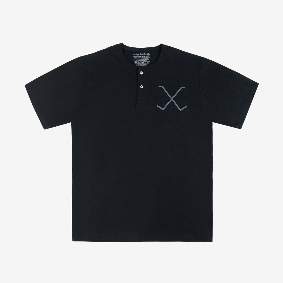 OGL 5.6oz Henley Tee - Black - 1