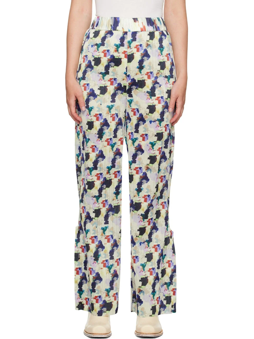 Multicolor Remember Plisse Trousers - 1