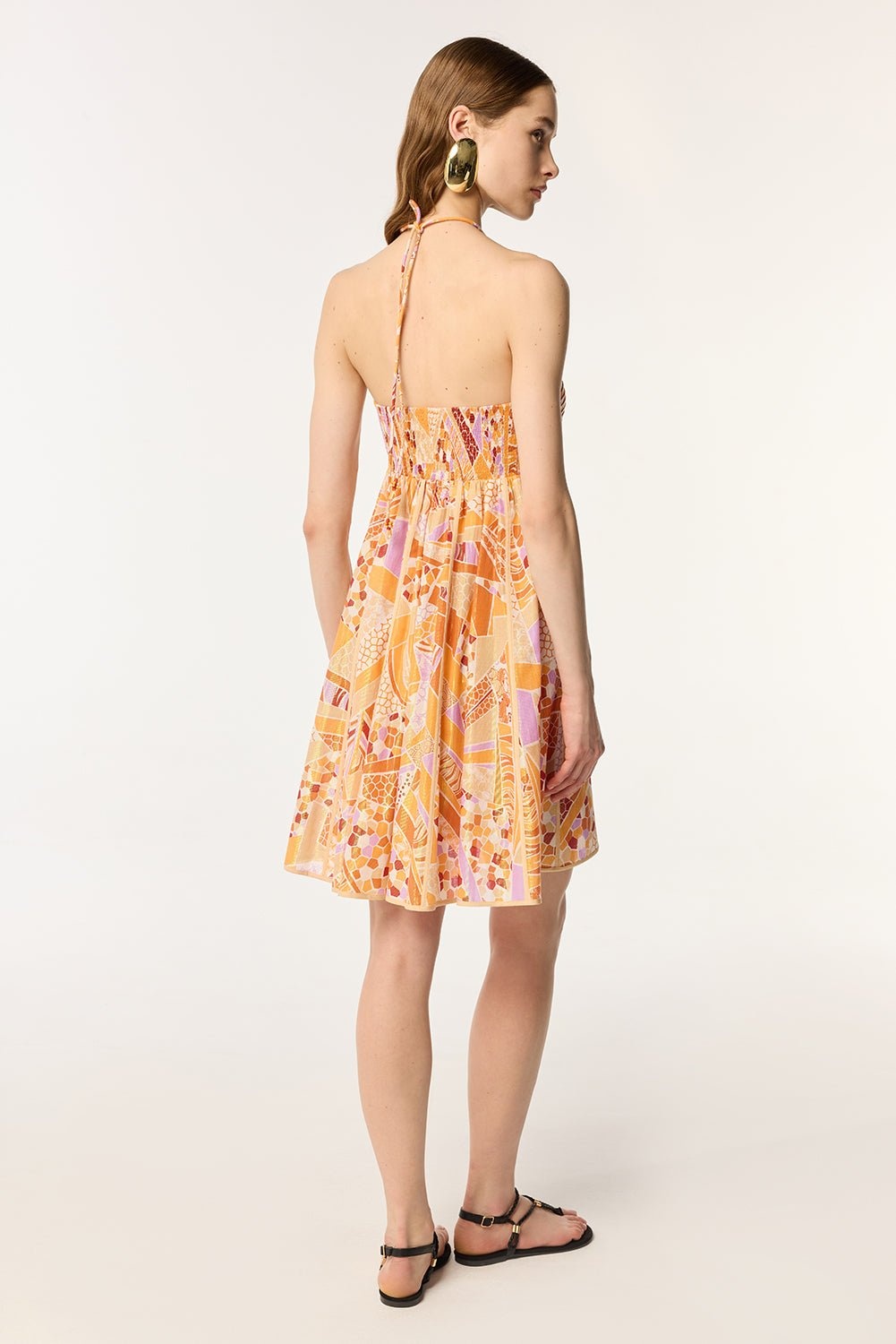 Mini Dress Cycas - Orange Mosaic - 3