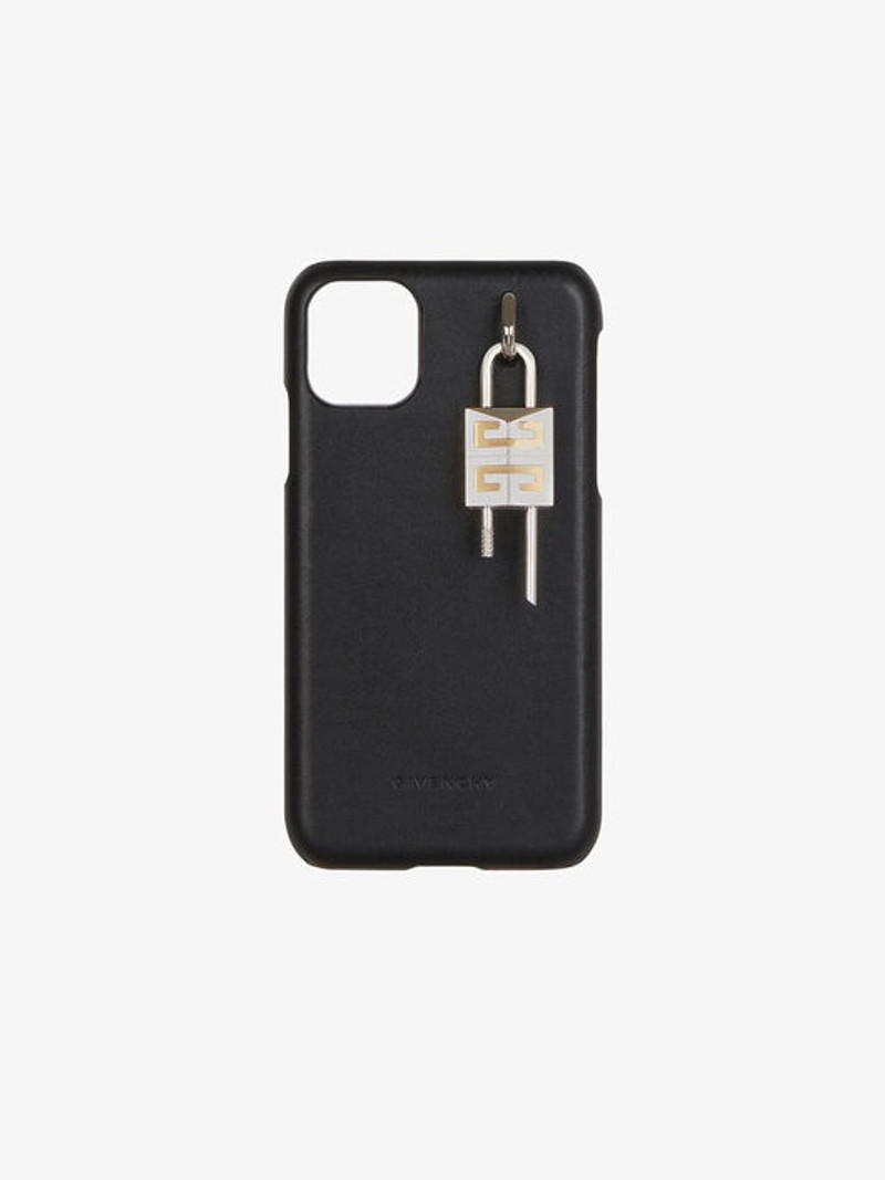 IPHONE CASE 11 IN LEATHER WITH 4G PADLOCK 1