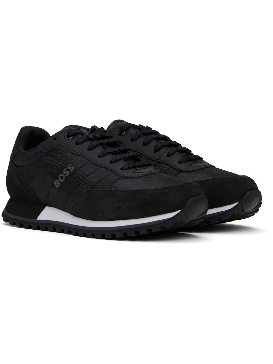 Black Mixed-Material Sneakers - 4