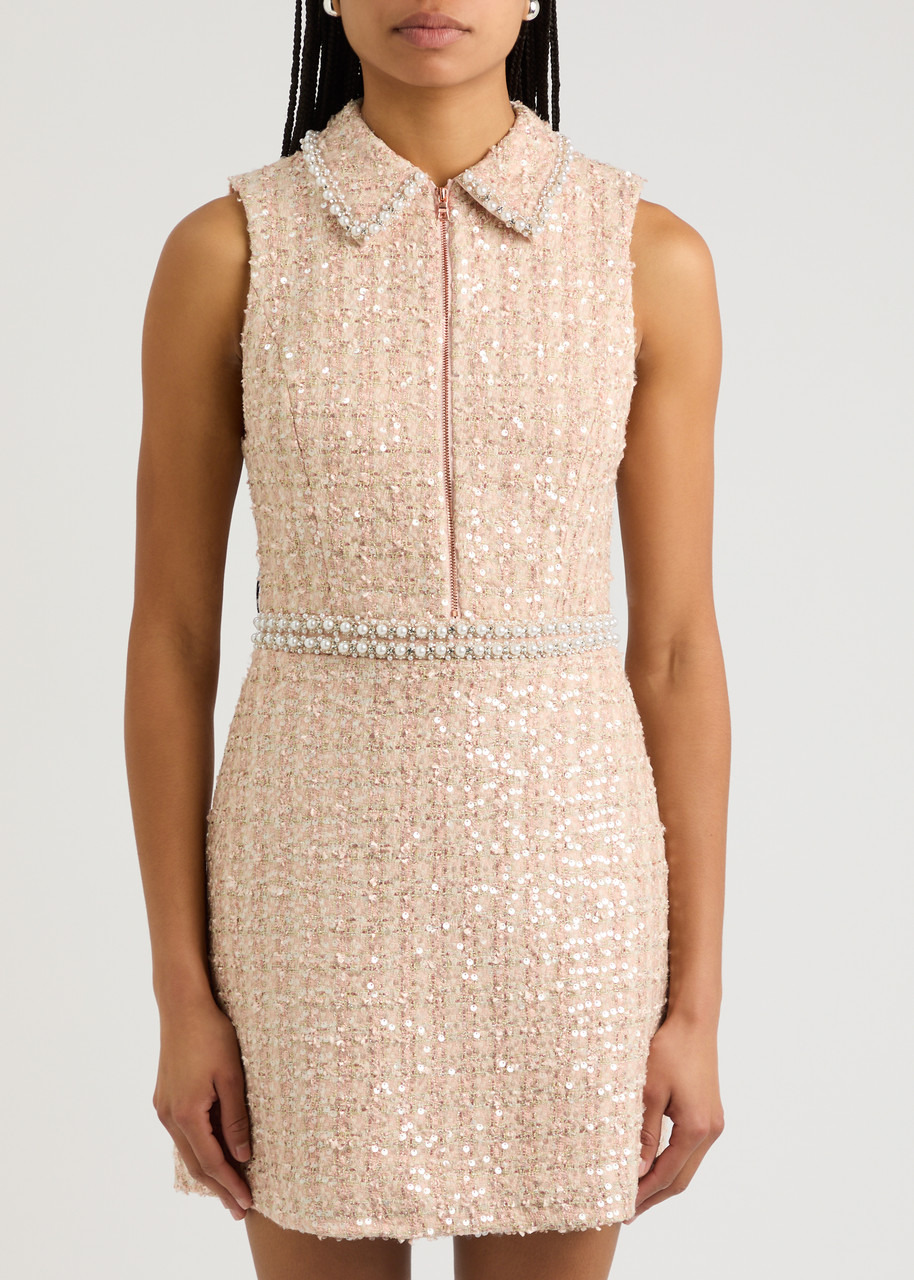 Alice + Olivia Ellis Embellished Tweed Mini Dress - 2