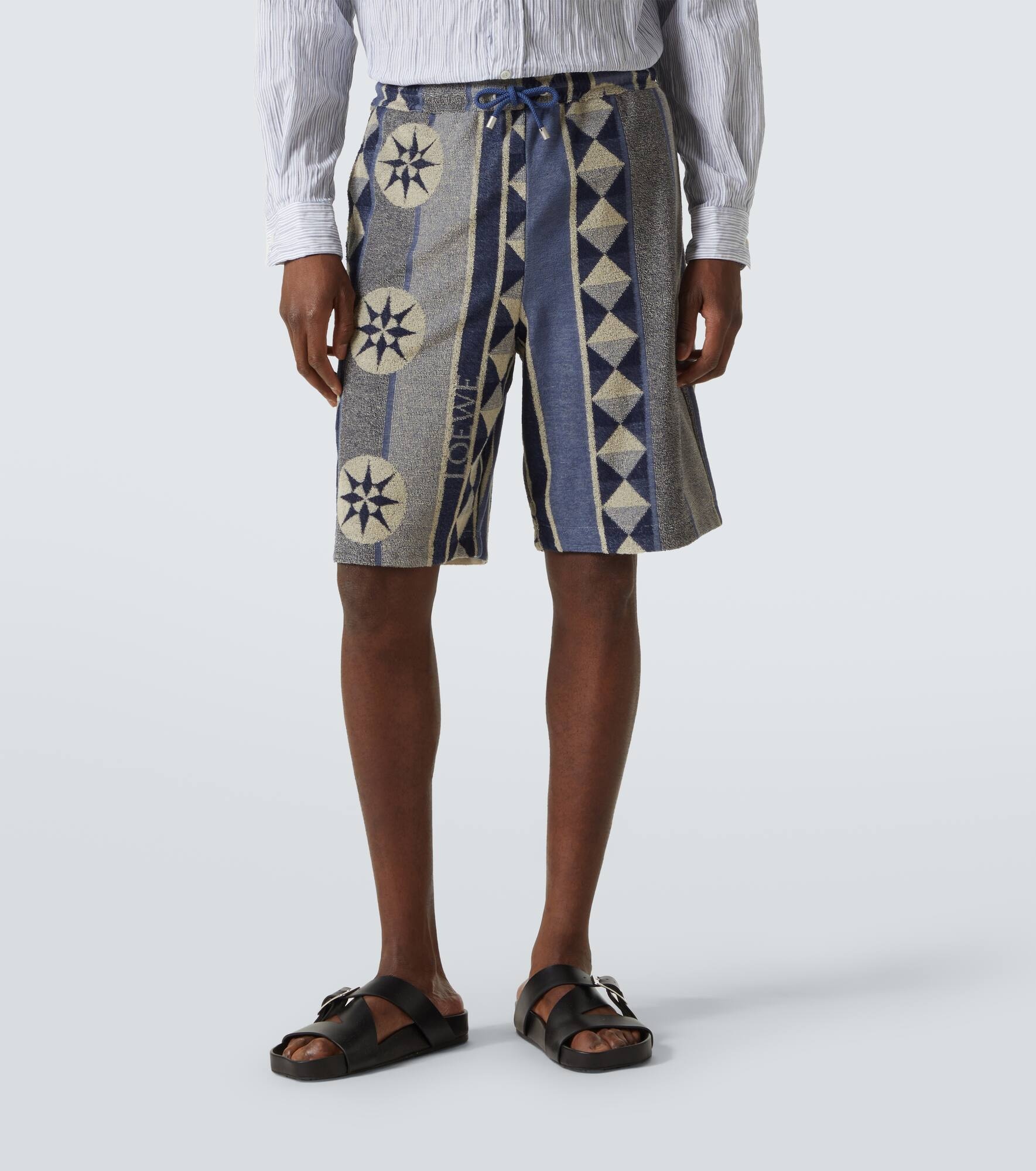 Printed cotton-blend terry Bermuda shorts - 3