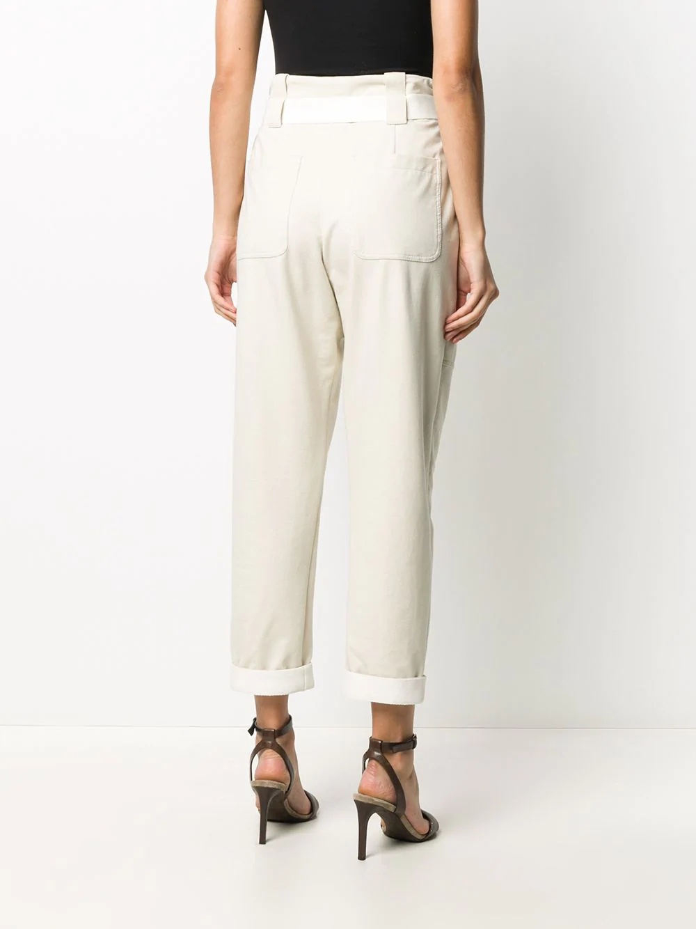 tie-fastening tapered trousers - 4