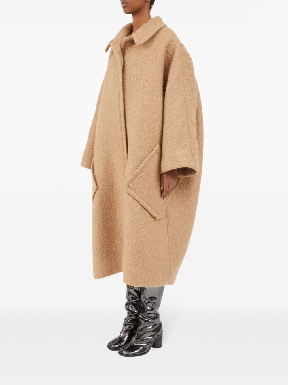 oversized effect bouclé mohair coat - 6