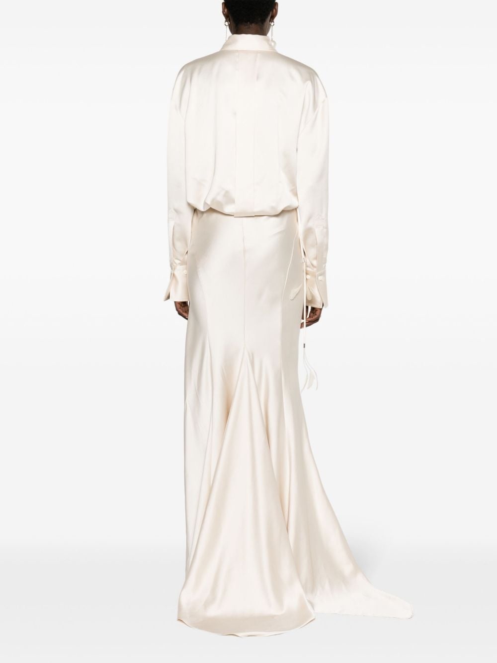 long-sleeve satin gown - 4