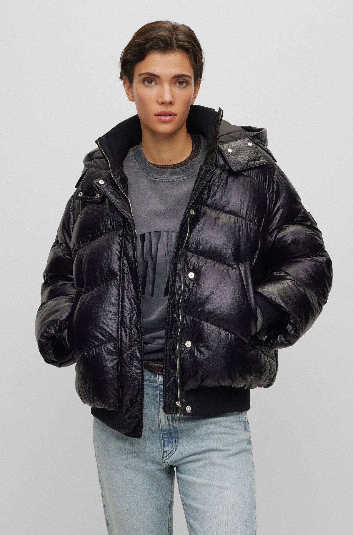 HOODED PUFFER JACKET WITH METALLIC EFFECT - 2