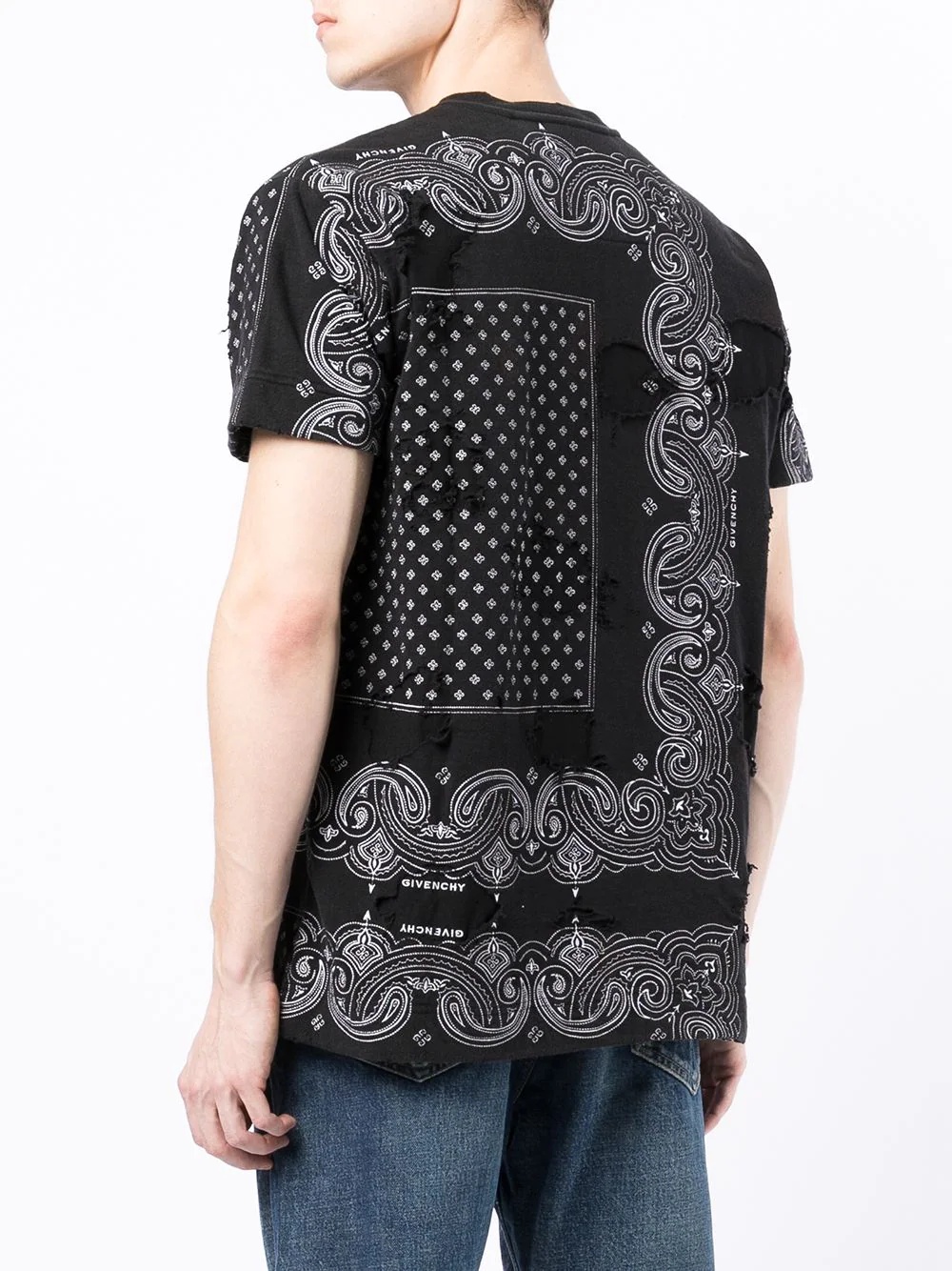 distressed-effect bandana-print T-shirt - 4