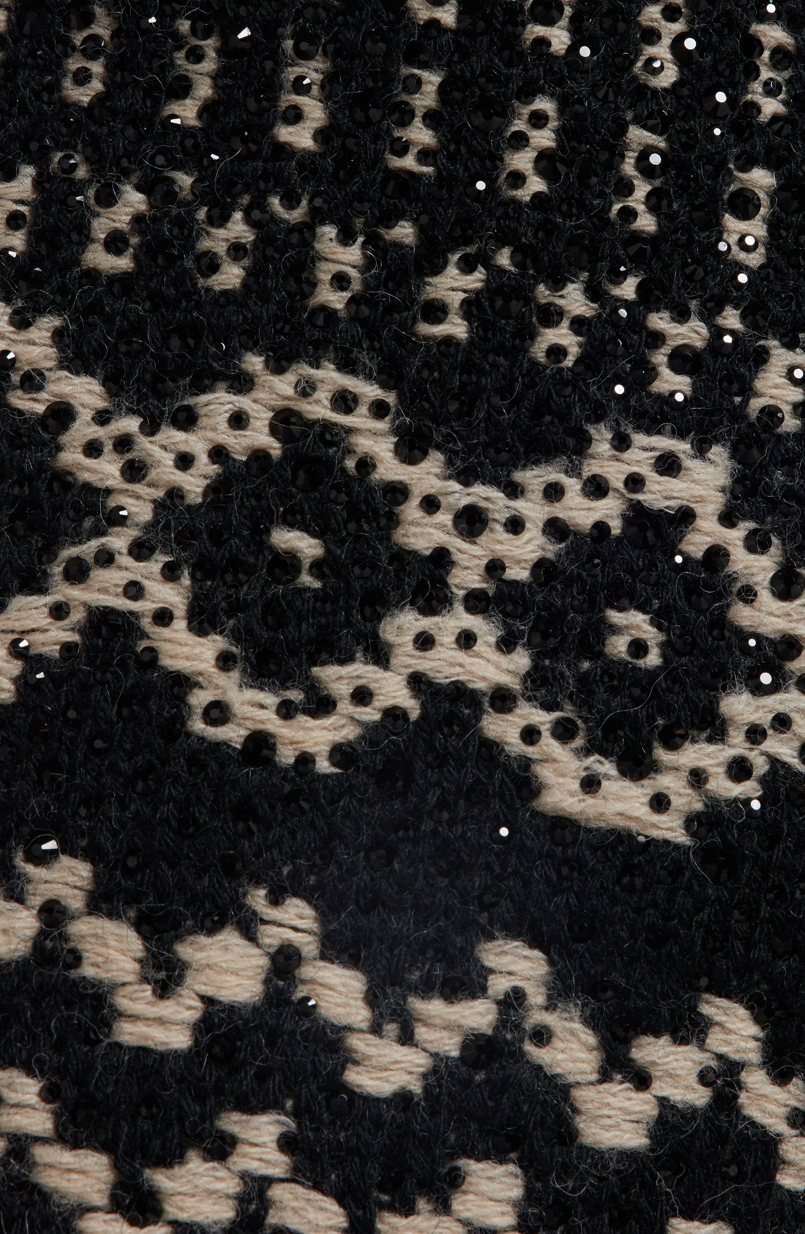 Golden Goose Studded Nordic Jacquard Wool Wrap Cardigan in Black/Ecru at Nordstrom - 6