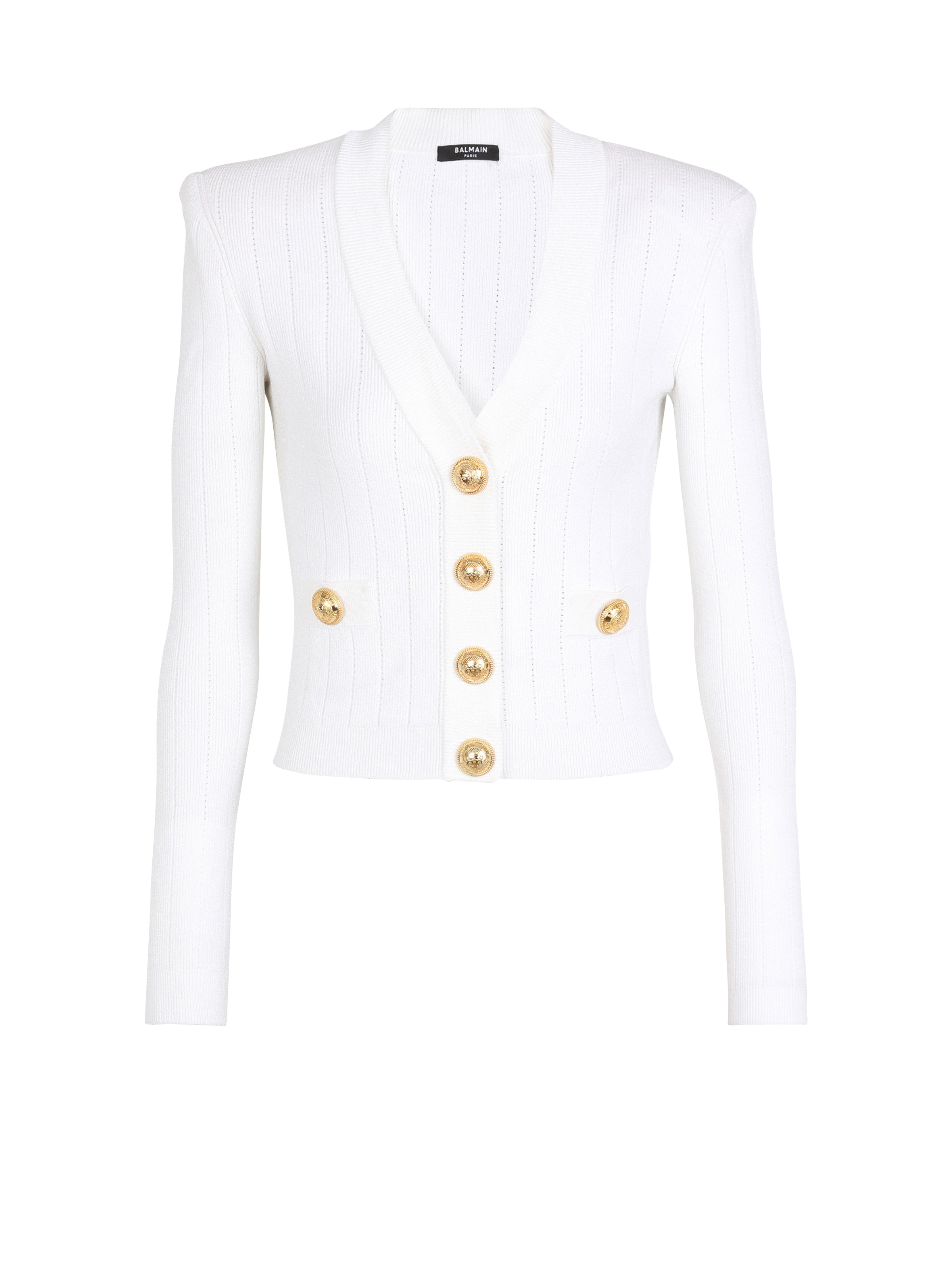 BALMAIN - Button-embossed Short Knitted Cardigan