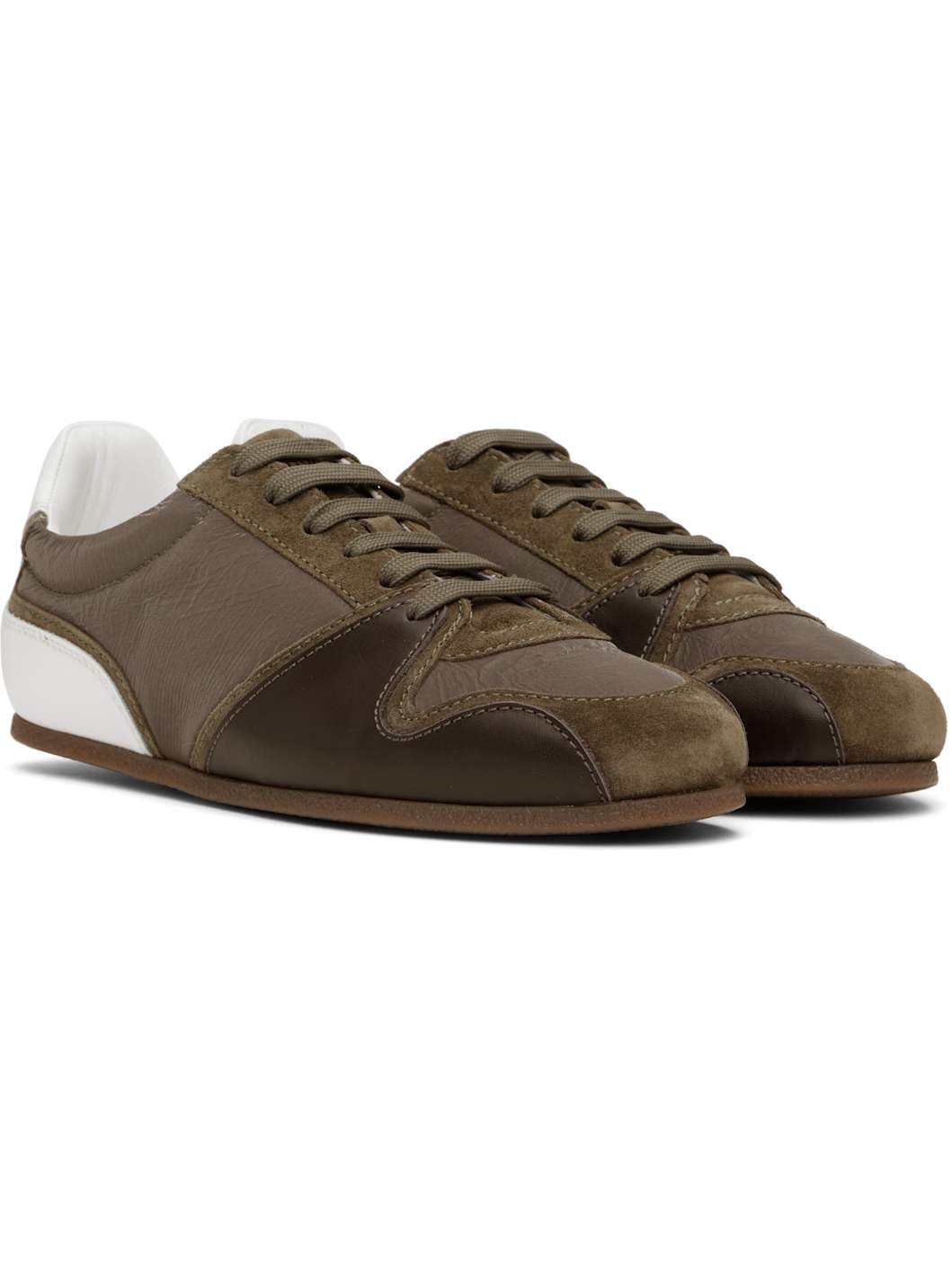 Brown & White Tennis Sneakers - 4