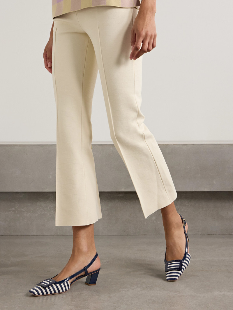 Roger Vivier Belle Vivier 45 Patent Leather-trimmed Striped Woven Slingback Pumps outlook