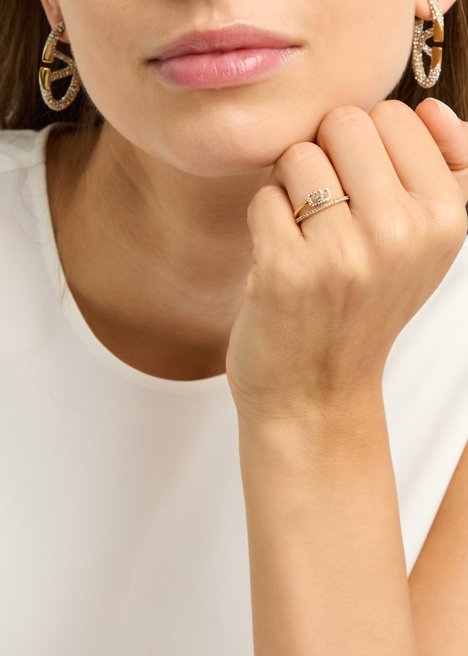 VLogo crystal-embellished ring - 2
