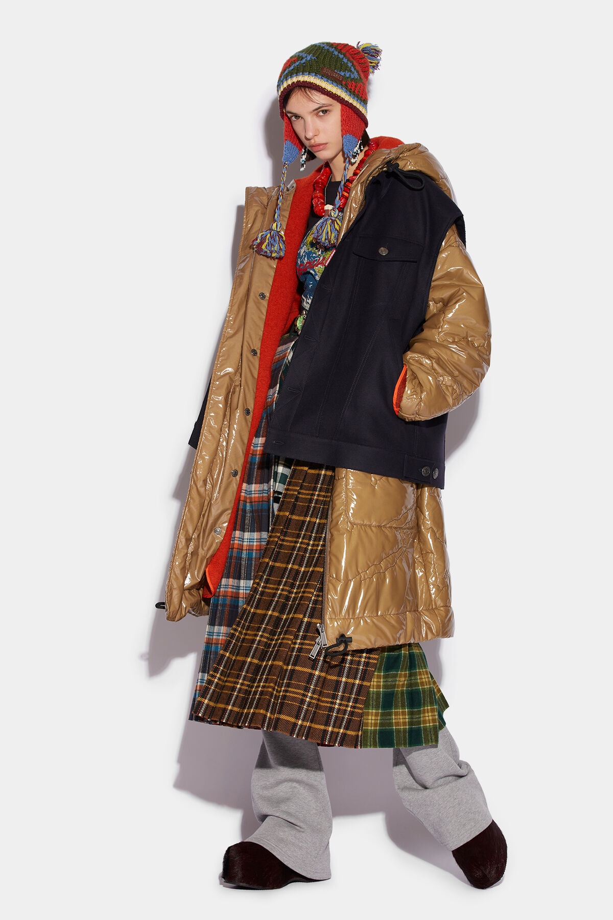 BIG MIXED PUFFER COAT - 1