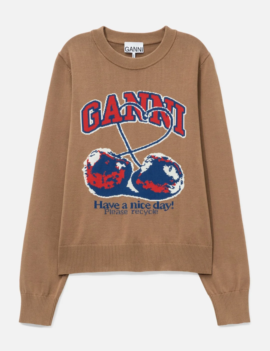FINE COTTON GRAPHIC SWEATER CHERRY - 1