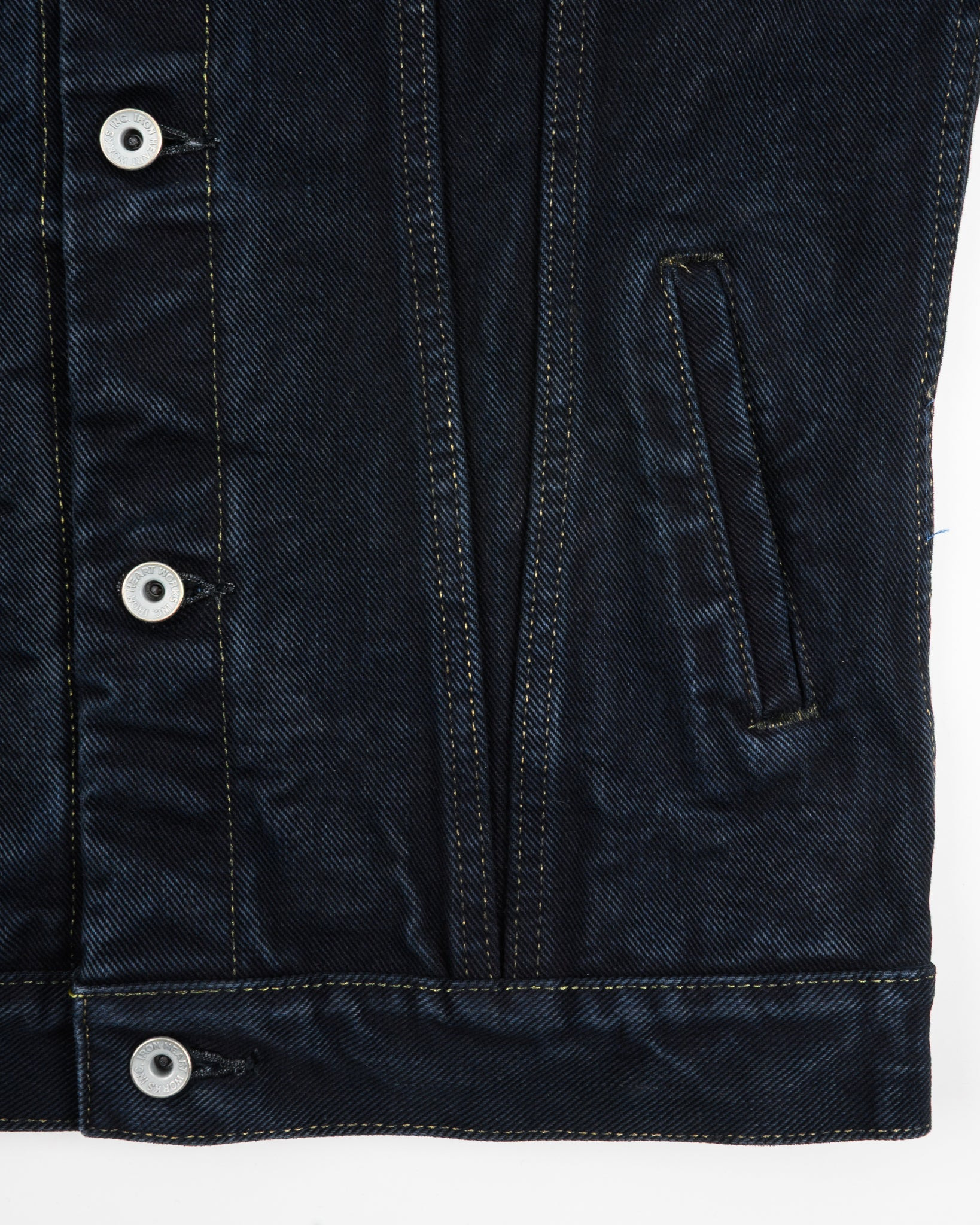 IH-526Lod 19oz Left-Hand Twill Selvedge Denim Type III Jacket -  Indigo Overdyed Black - 12