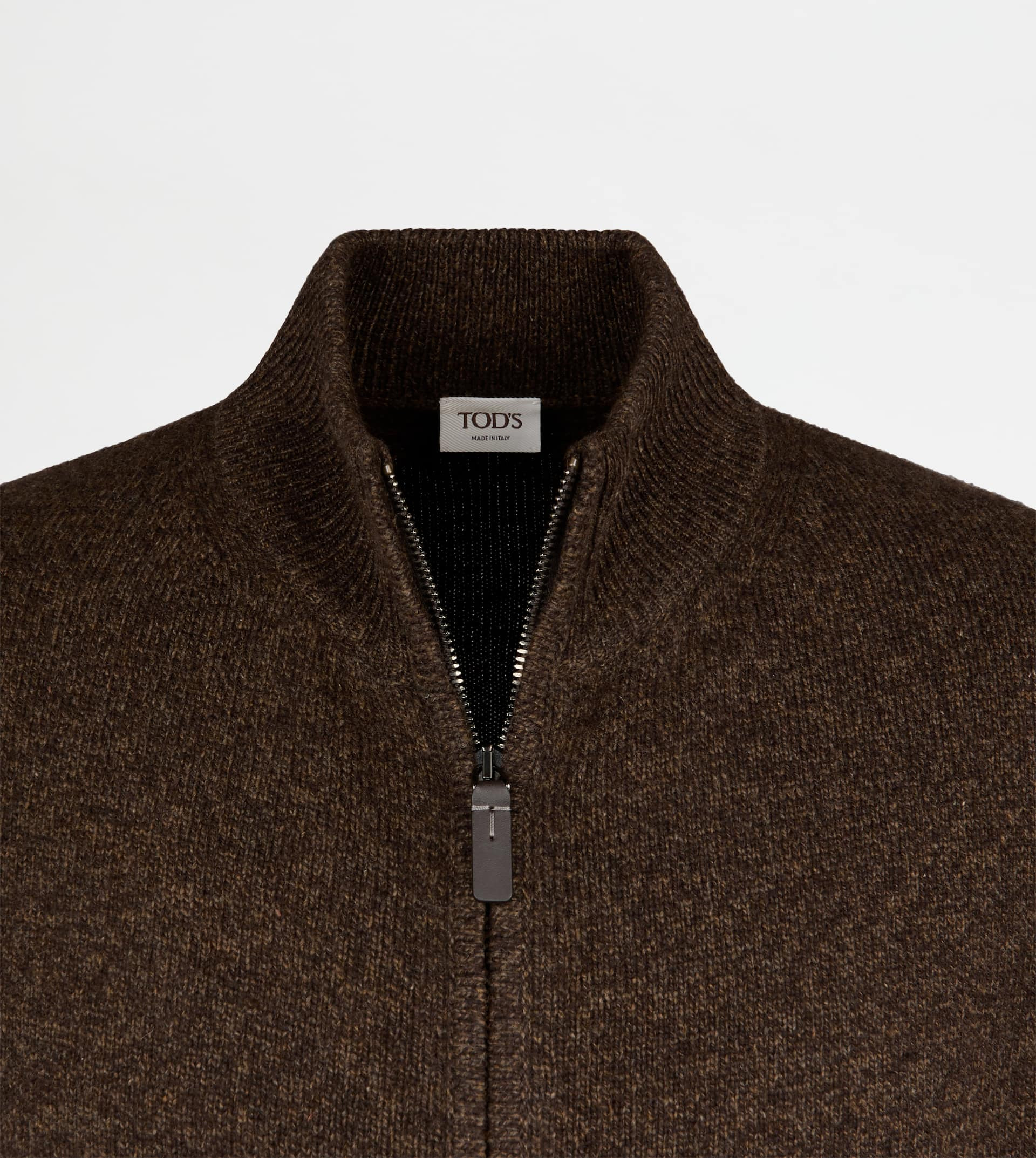 CASHMERE BLEND MOULINÉ CARDIGAN - BROWN - 6