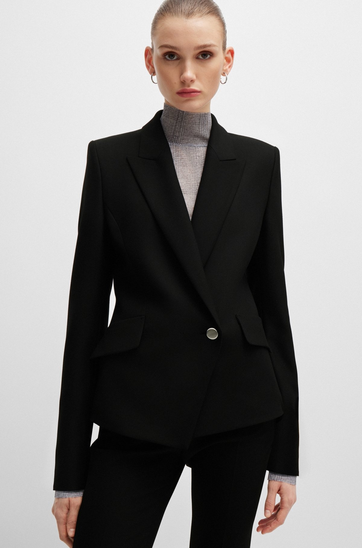 REGULAR-FIT DOUBLE-BREASTED JACKET IN STRETCH MATERIAL - 6