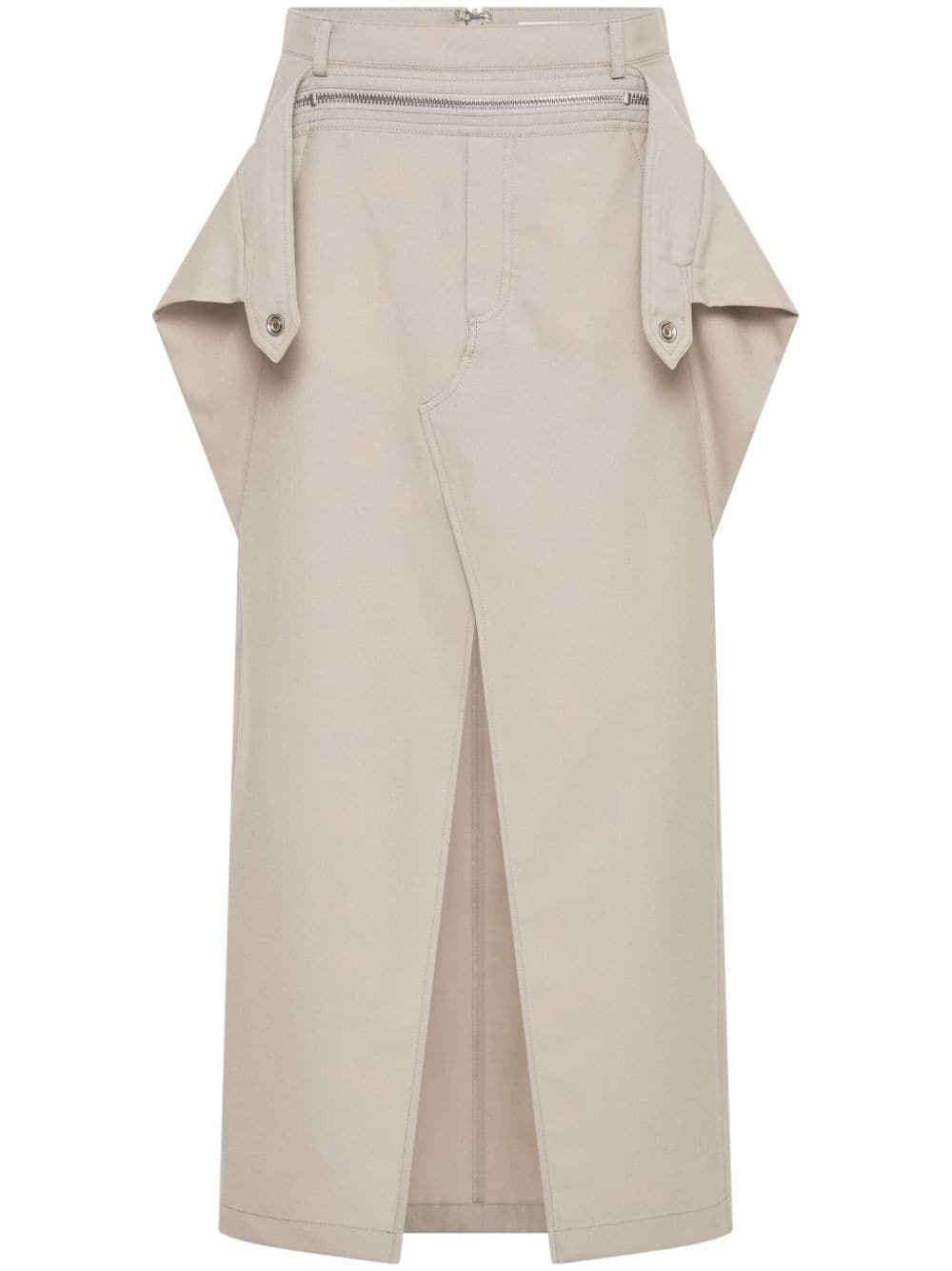 zip-detail wool midi skirt - 1