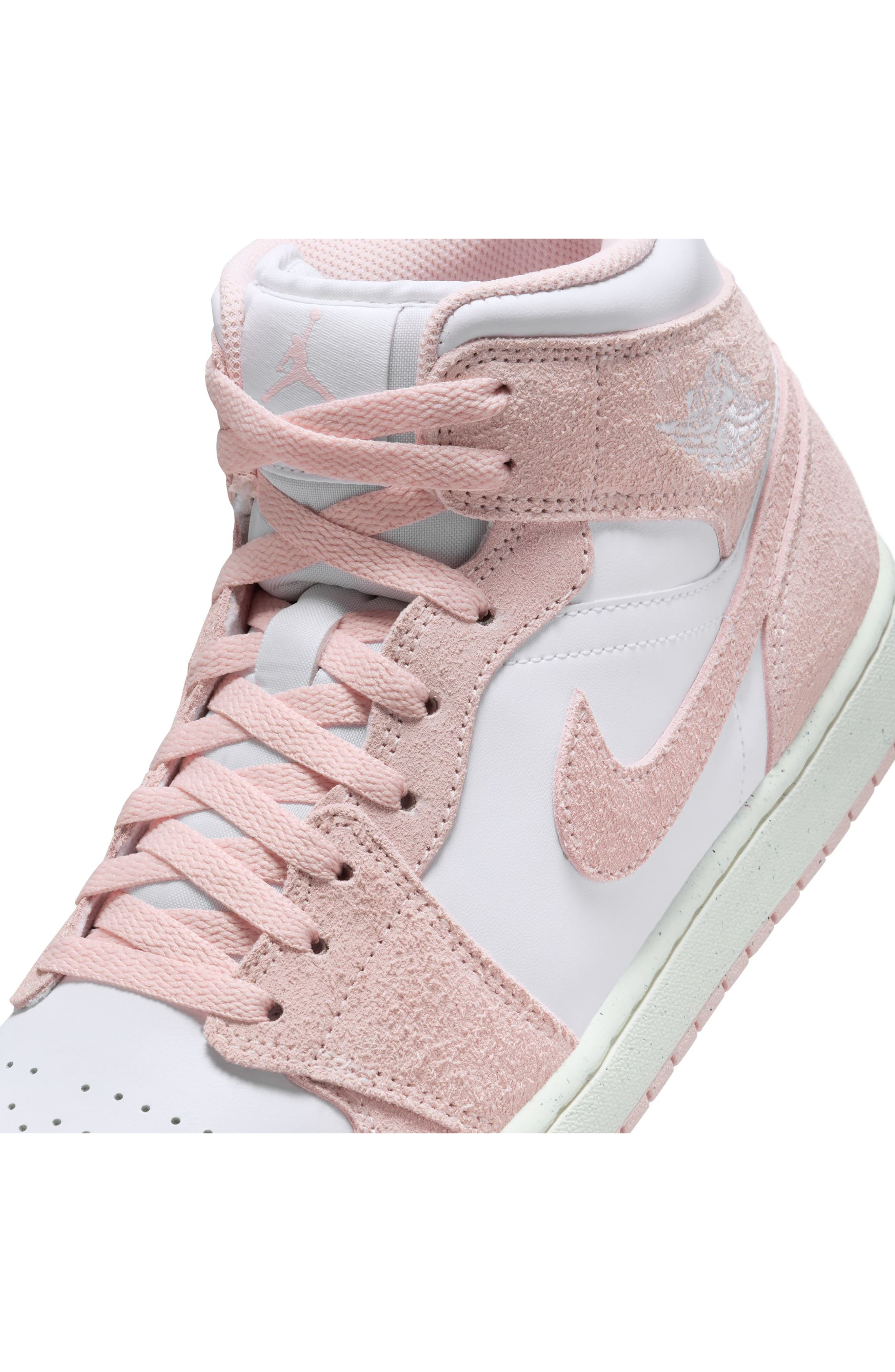 Air Jordan 1 Mid SE Sneaker in White/Legend Pink/Sail at Nordstrom - 8