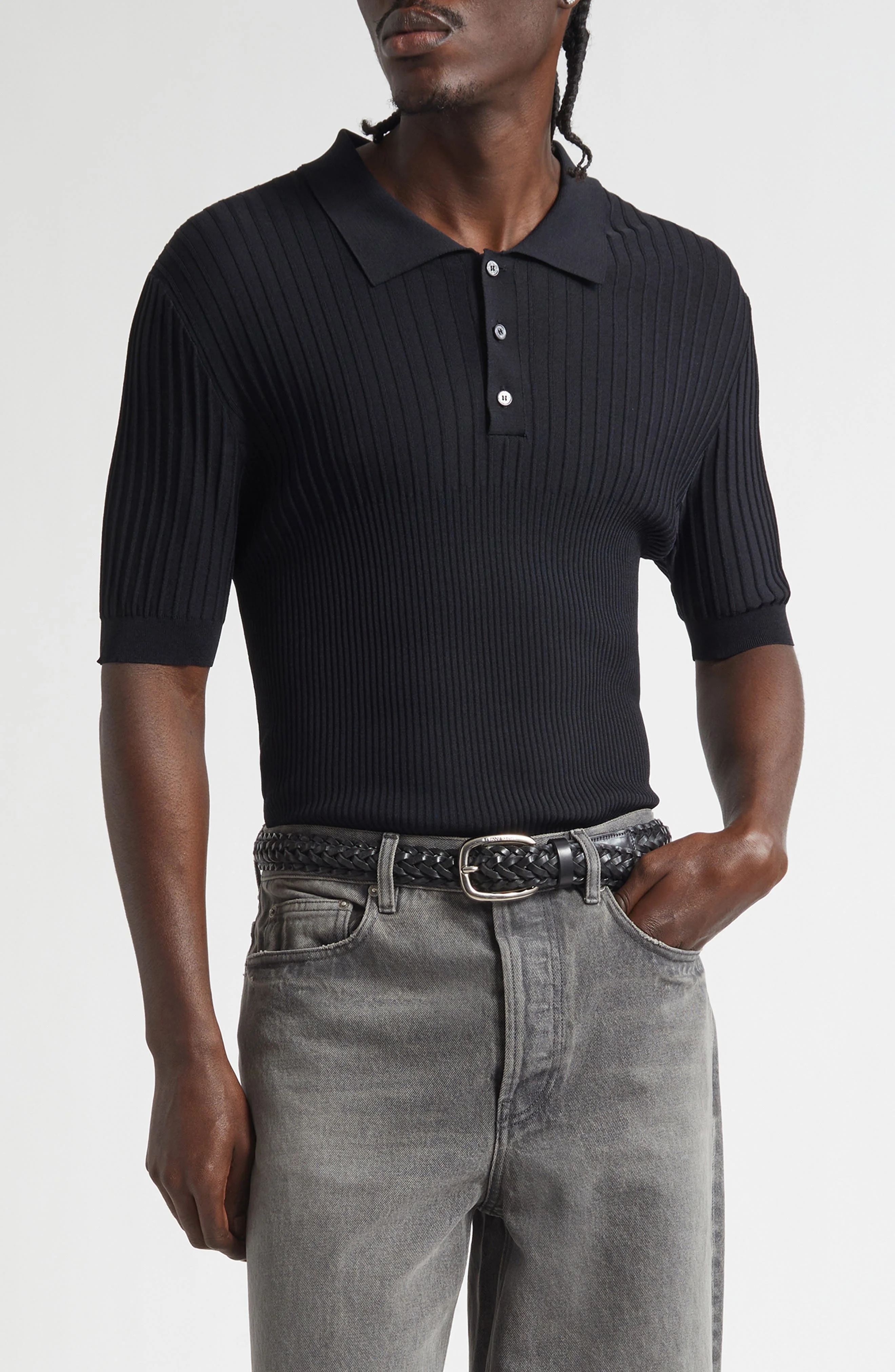 Golden Goose Journey Rib Polo in Black at Nordstrom - 1