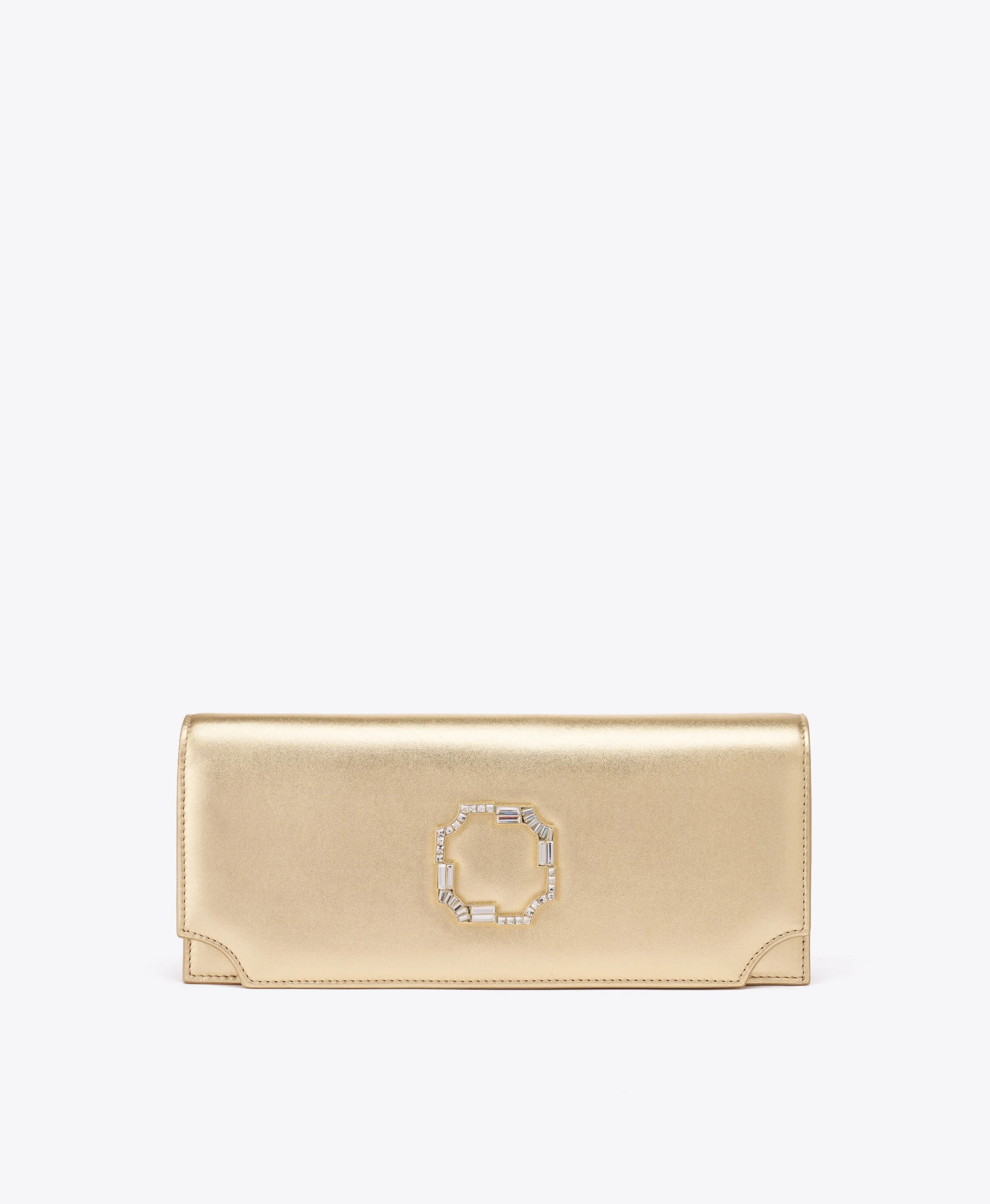 Vivien Gold Metallic Leather Clutch Bag - 1