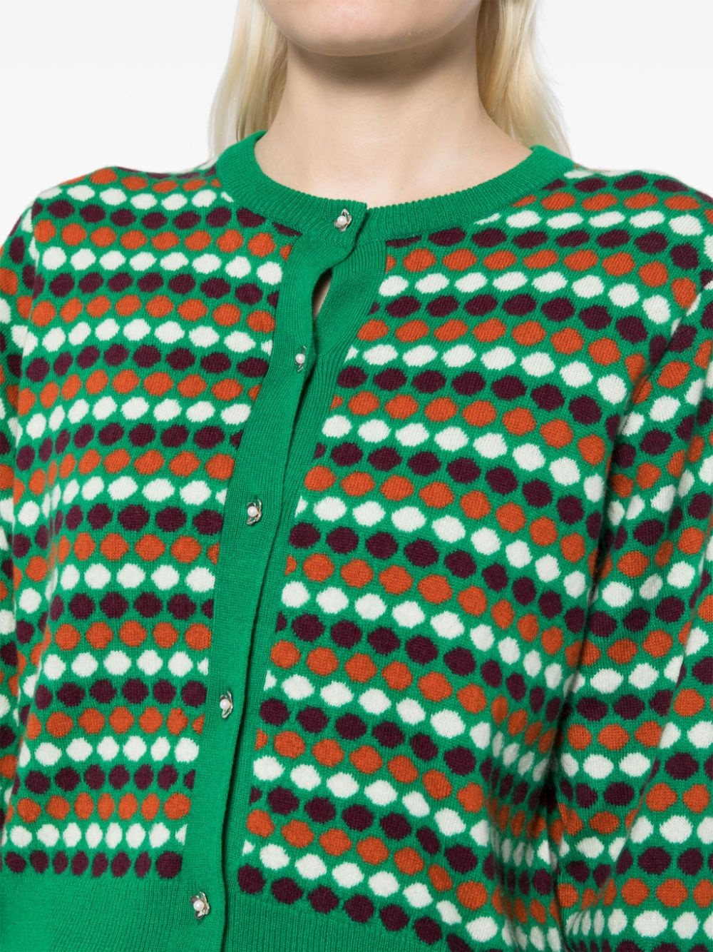 polka-dot cashmere cardigan - 5