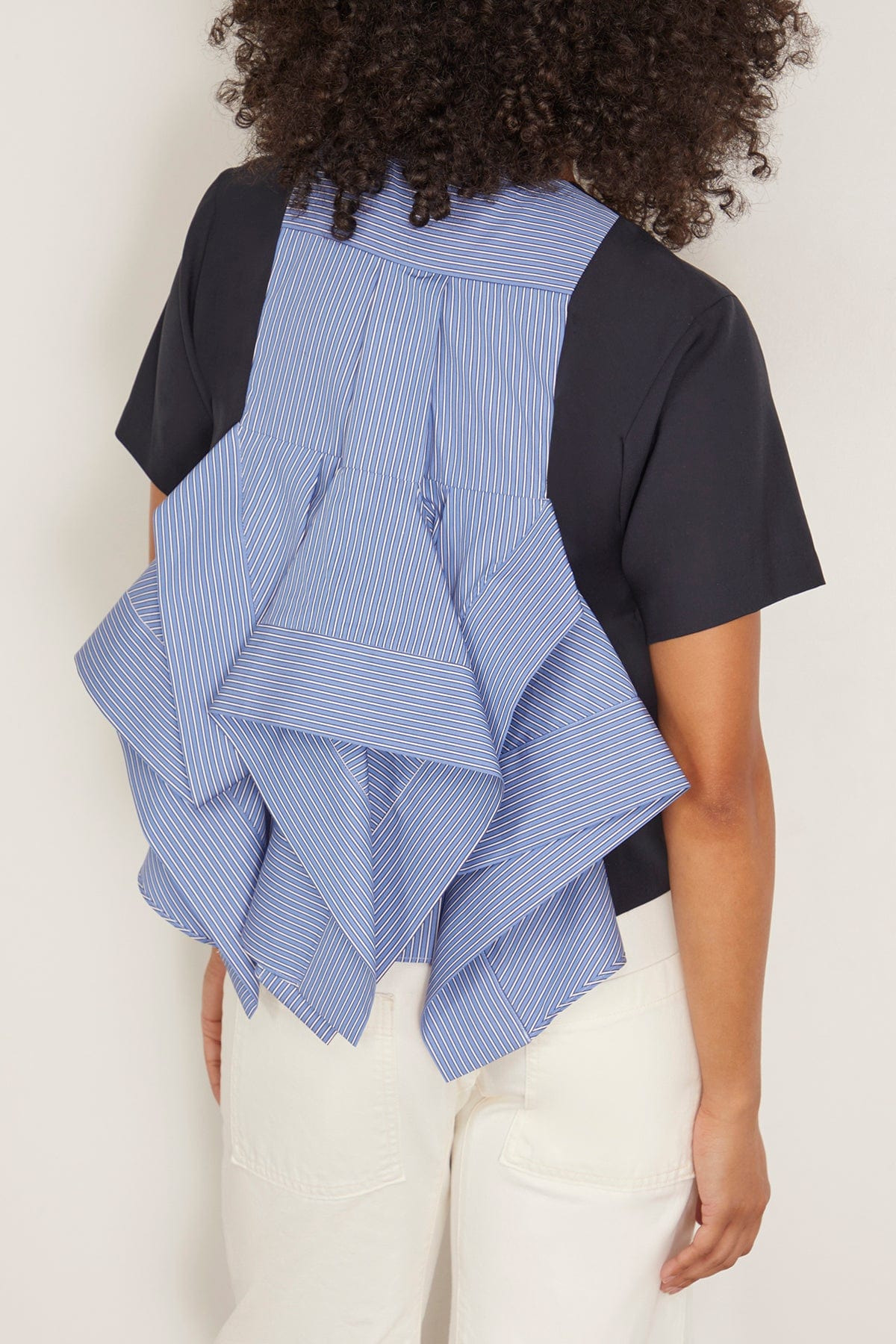 Suiting x Poplin Pullover in Navy x Blue Stripe - 5
