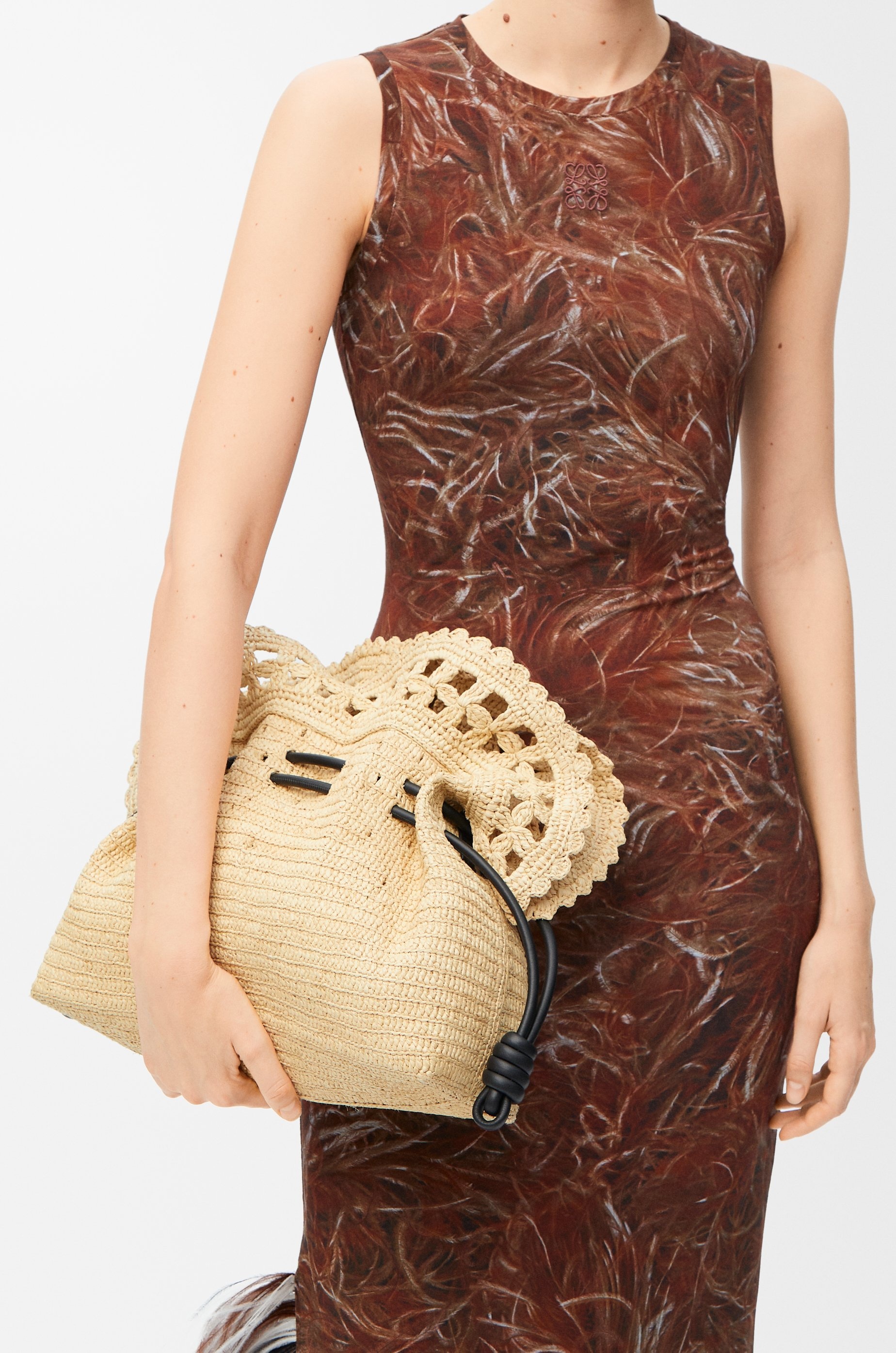 Medium Flamenco clutch in raffia - 3