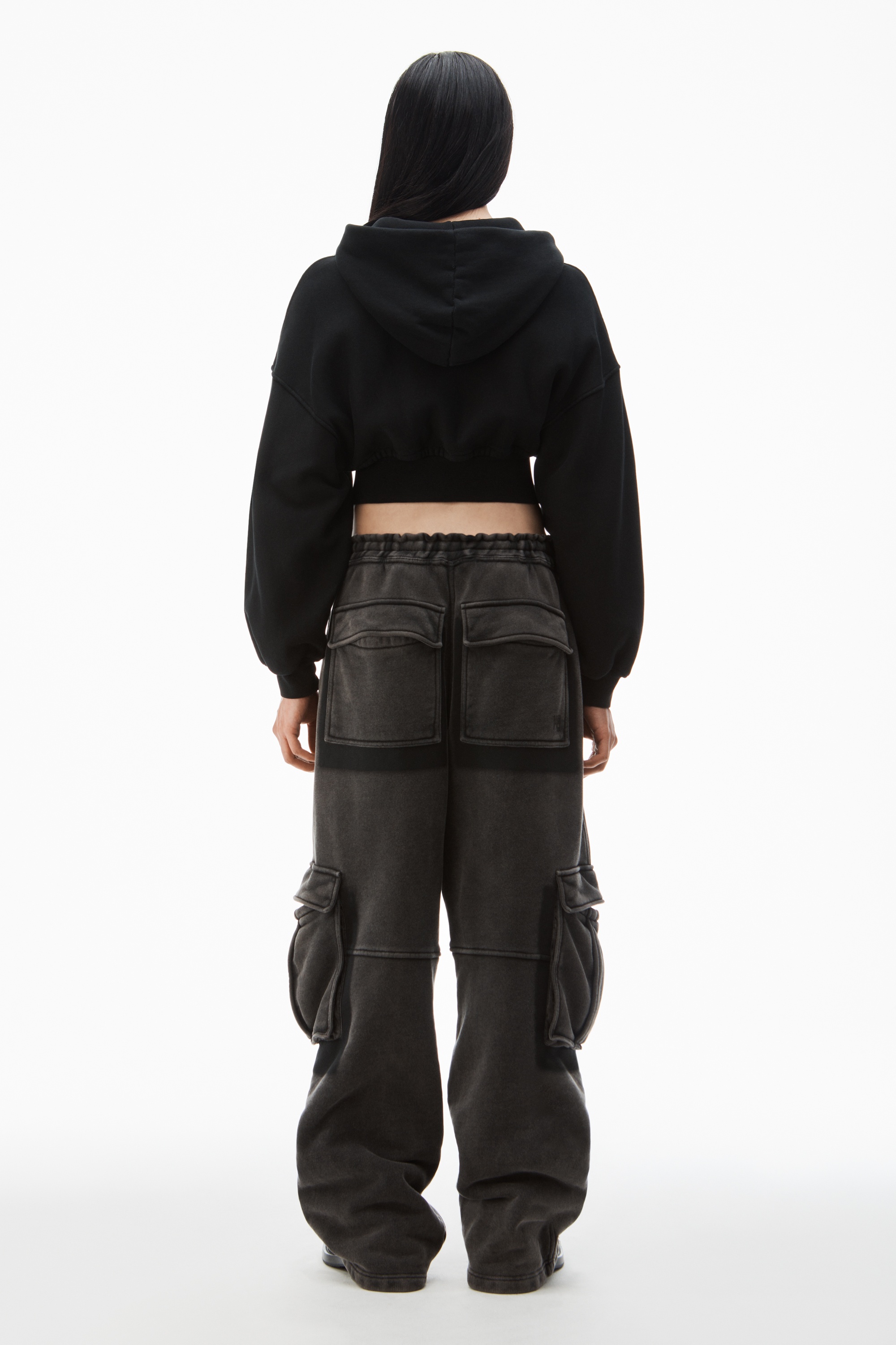 cropped zip up hoodie in classic terry - 4