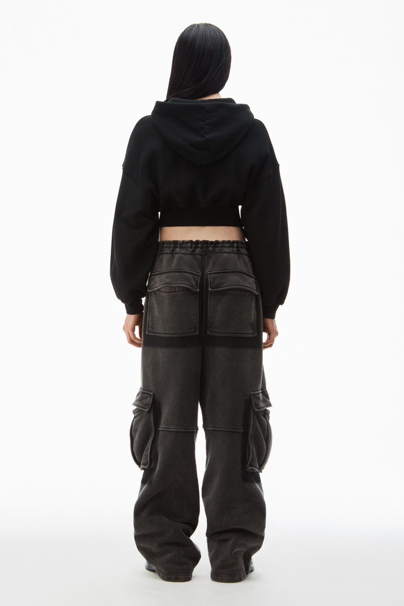 cropped zip up hoodie in classic cotton terry 4