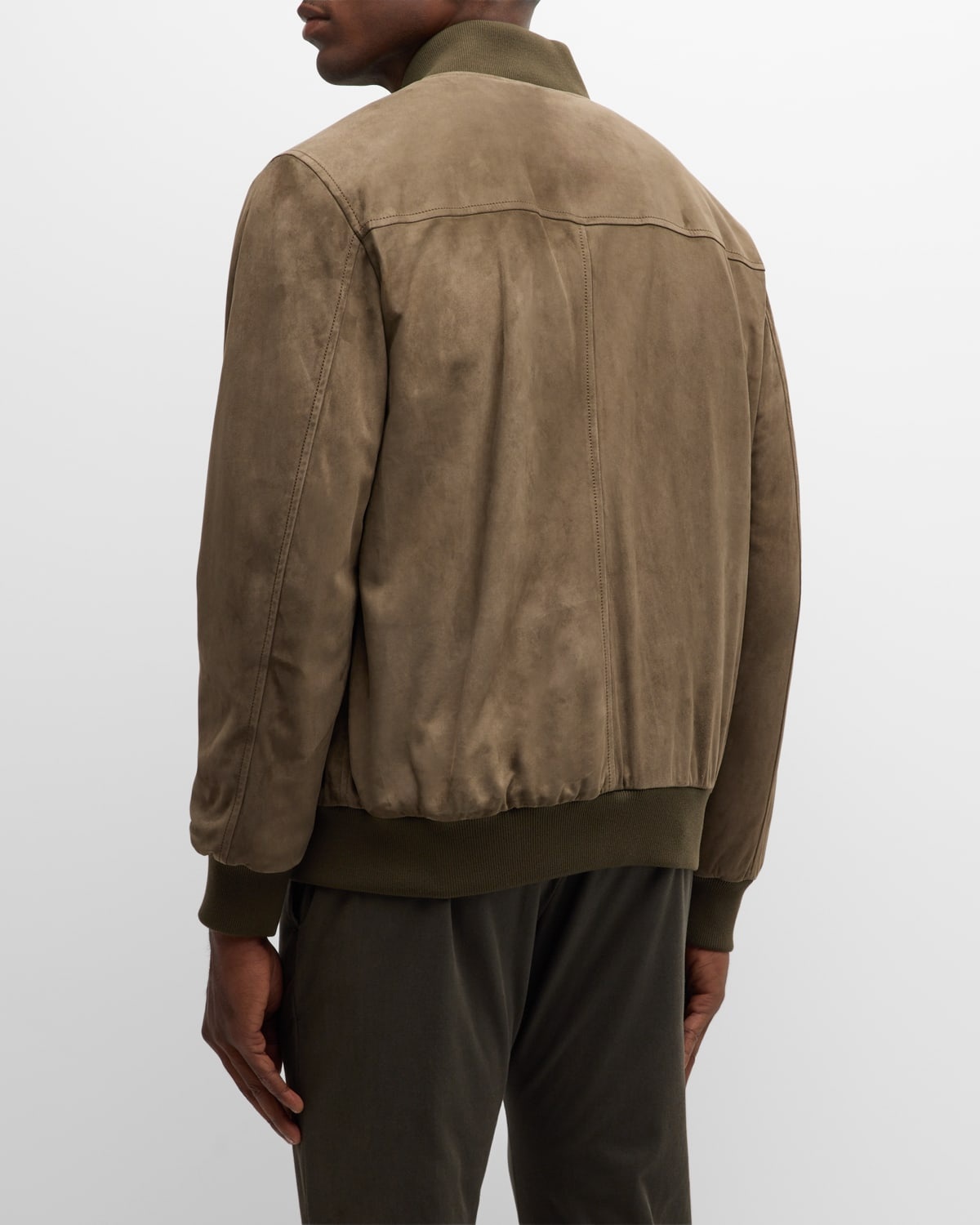 Men's Suede Bomber Jacket - 4