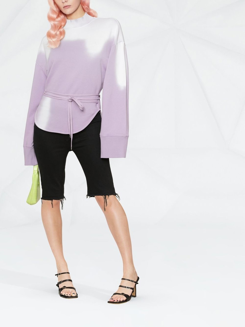 THE ATTICO tie-dye cotton tie-waist sweatshirt outlook