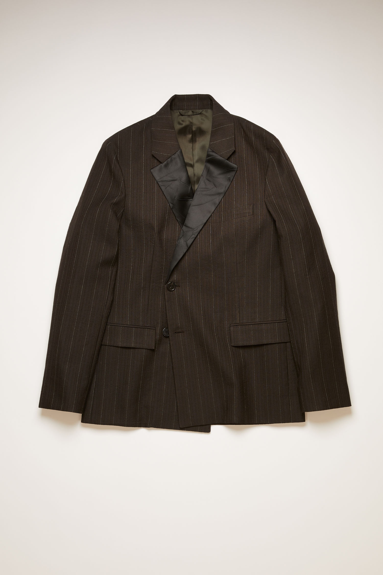 Double-breasted pinstriped jacket cacao brown - 1