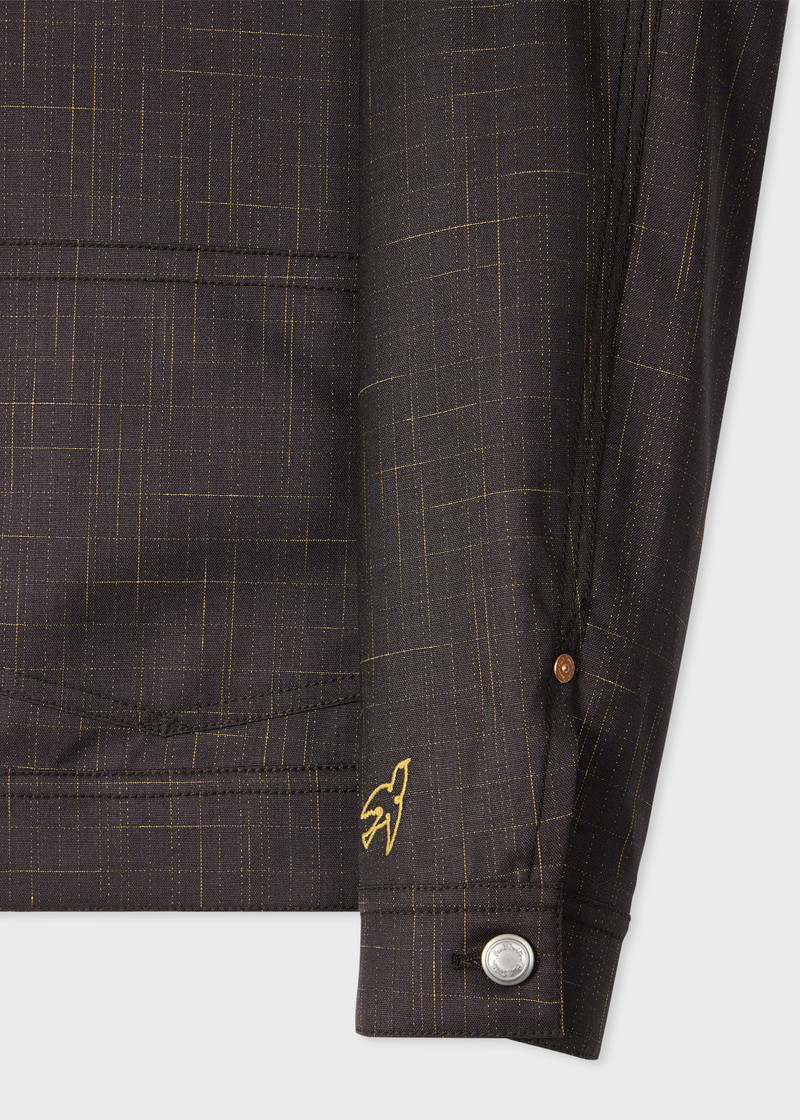 Aubergine Wool Check Pleated Trucker Jacket 3