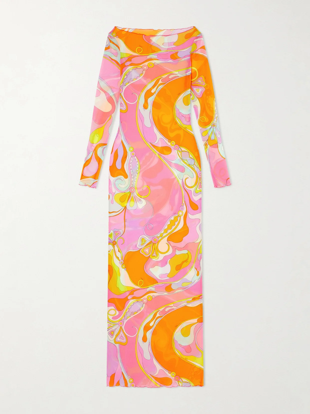 Printed Tulle Maxi Dress - 1