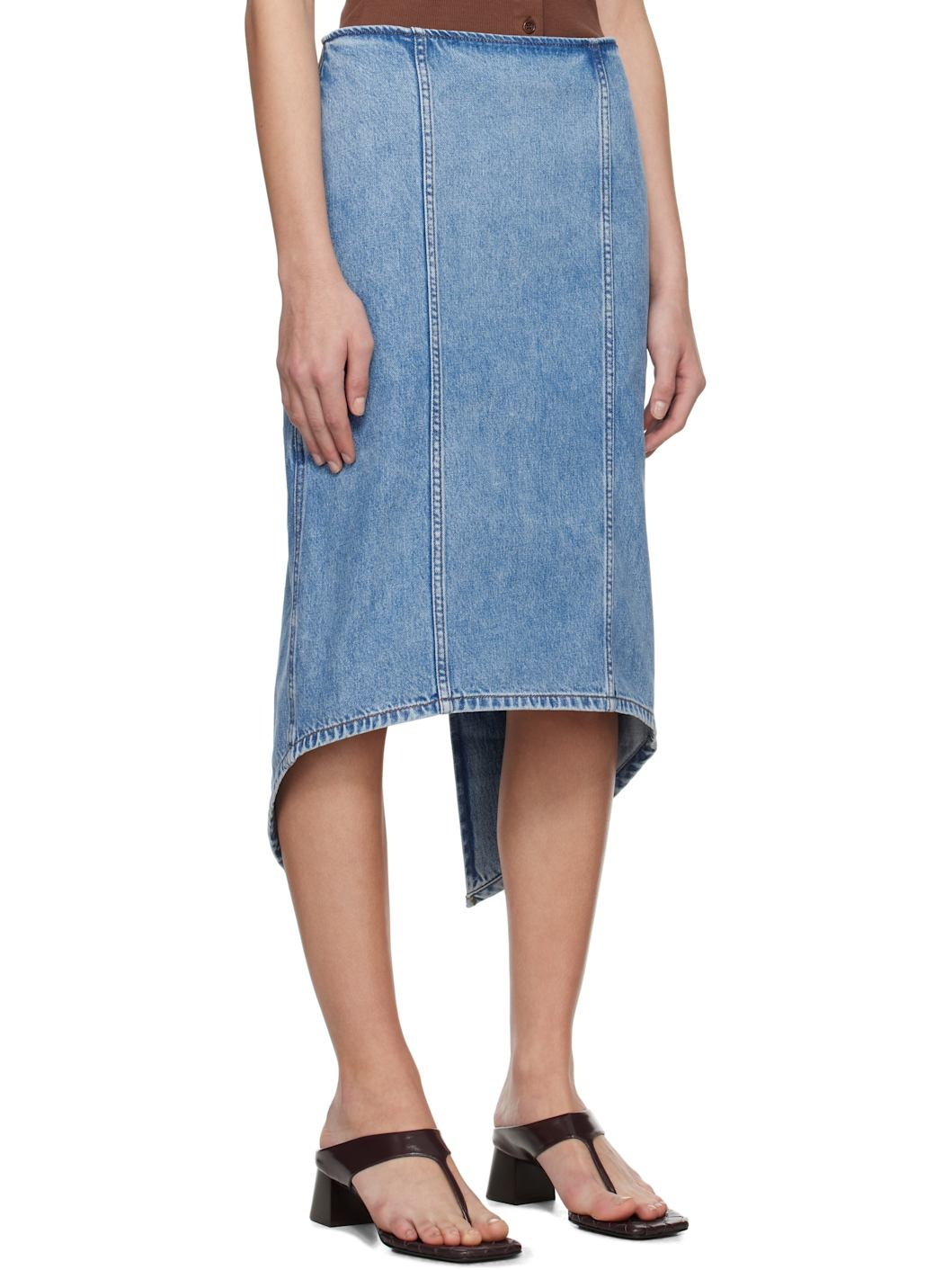 Blue Layered Denim Midi Skirt - 2