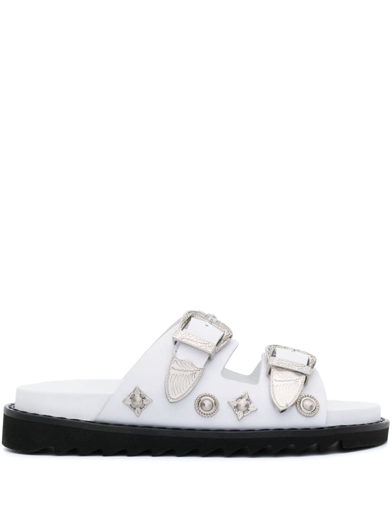 double-buckle slip-on sandals 1