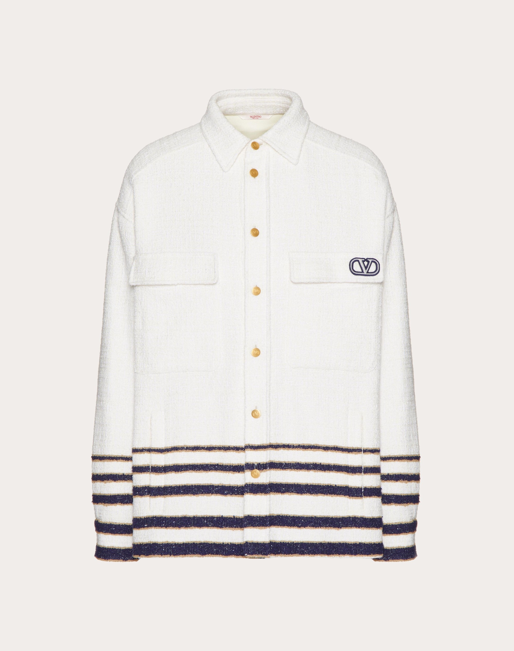 VISCOSE AND COTTON TWEED JACKET WITH VLOGO SIGNATURE PATCH - 1