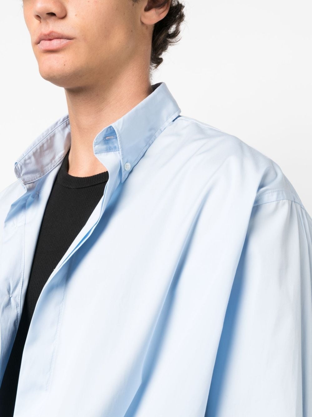 poplin texture  long-sleeve shirt - 11
