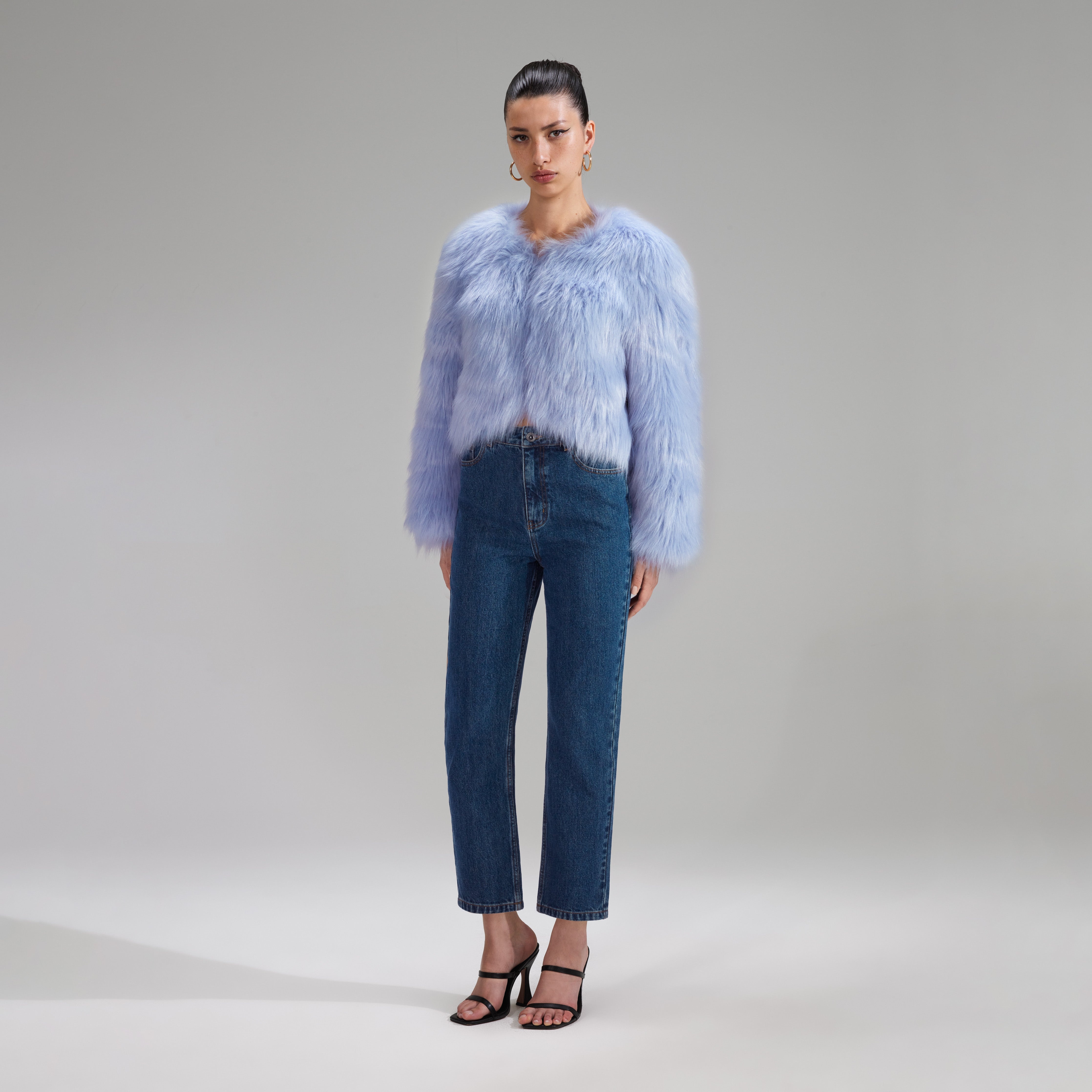 Pale Blue Faux Fur Coat - 2